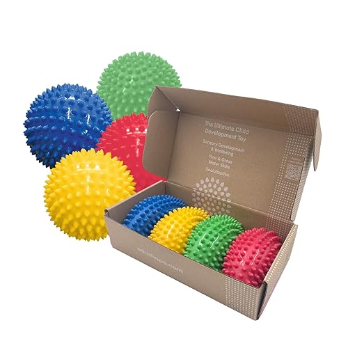 Edushape La bola sensorial original para bebé, bola de bebé de color primario sólido desinflada de 4 pulgadas que ayuda a mejorar las habilidades