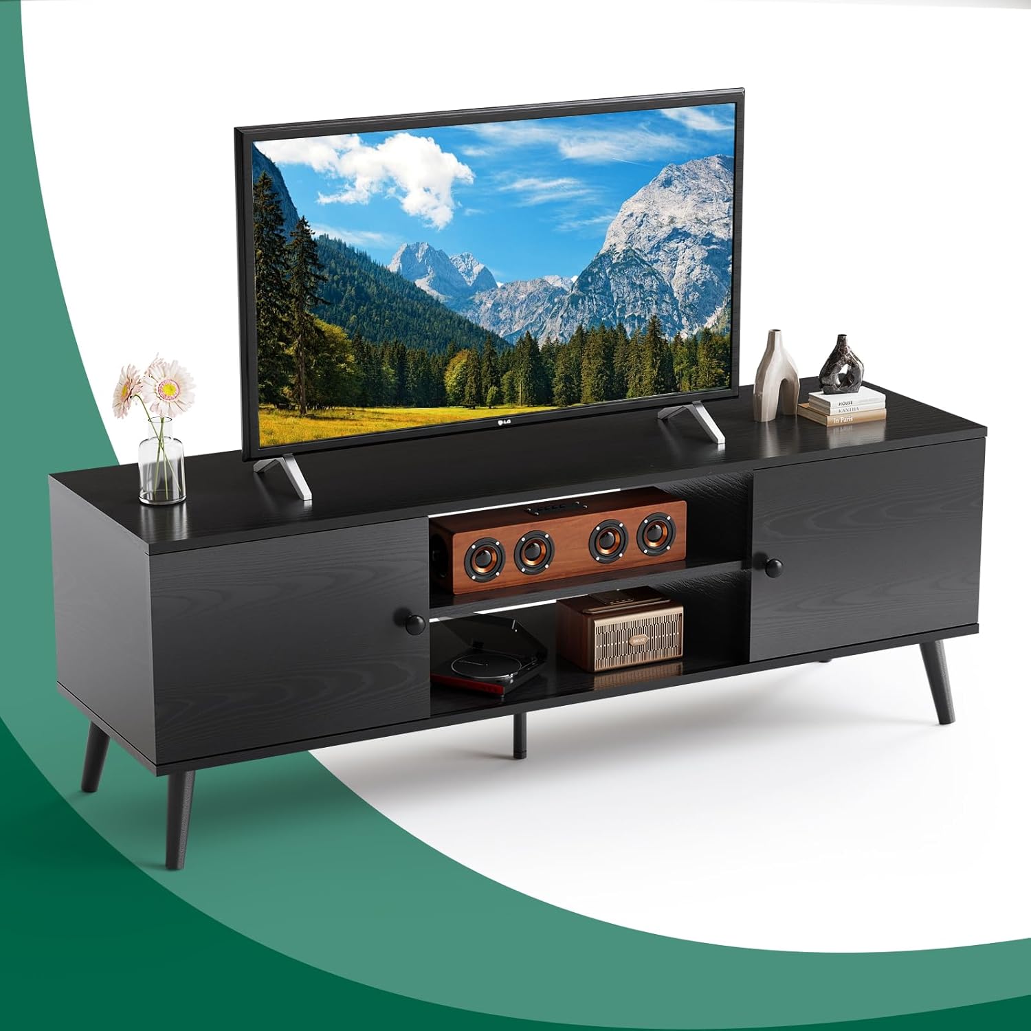 ELLUROOW TV Stand for Living Room, Entertainment Center for
