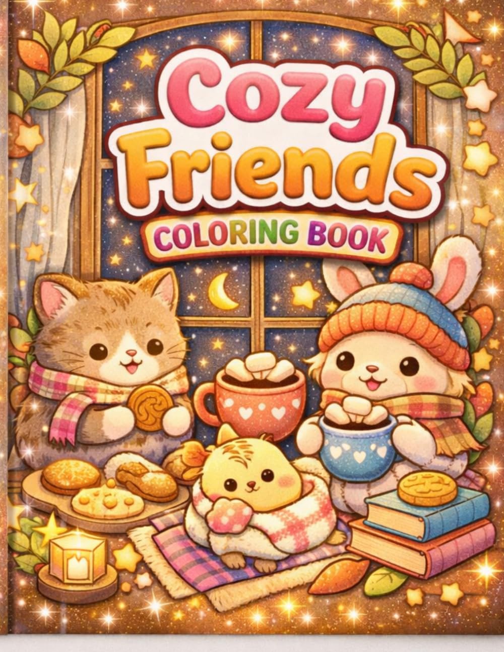 Cozy Friends Coloring Book for Adults & Teens: 25 Adorable Cozy Moments with Cute Animal Friends | Kawaii Style, Relaxing & Stress Relief Coloring Book