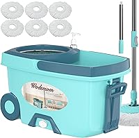 Vista 1 de Sistema de fregona giratoria y cubo, juego de fregona y cubo con escurridor, fregonas para limpieza de pisos, herramientas de suministros