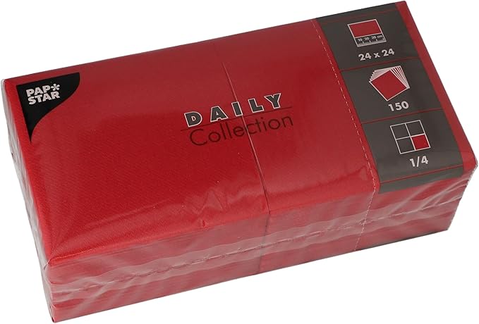 150 Servietten “DAILY Collection” 1/4-Falz 24 cm x 24 cm bordeaux
