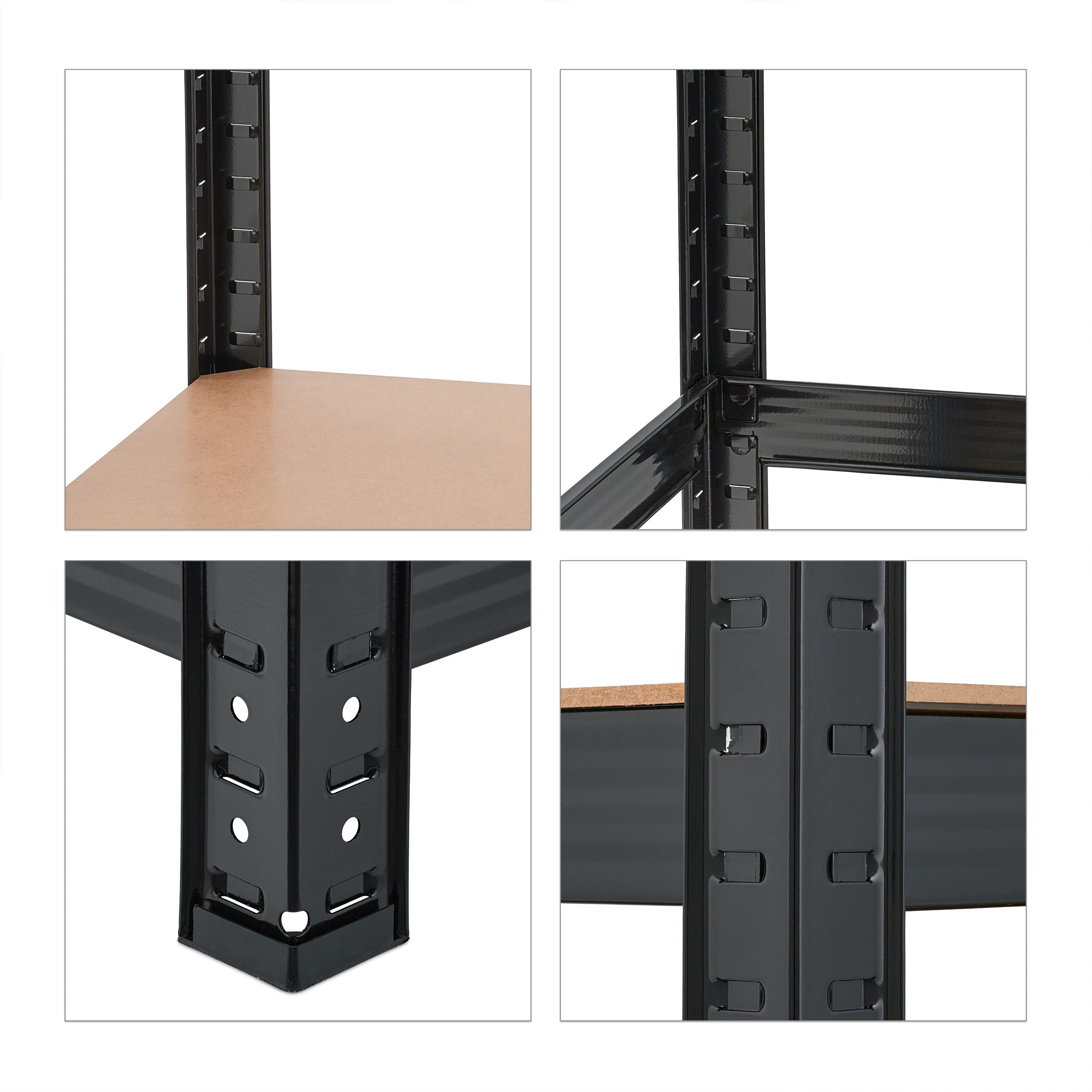Relaxdays Schwerlastregal, HxBxT: 180x100x60 cm, 5 Böden, Stahl, schwarz | 1250 kg Traglast