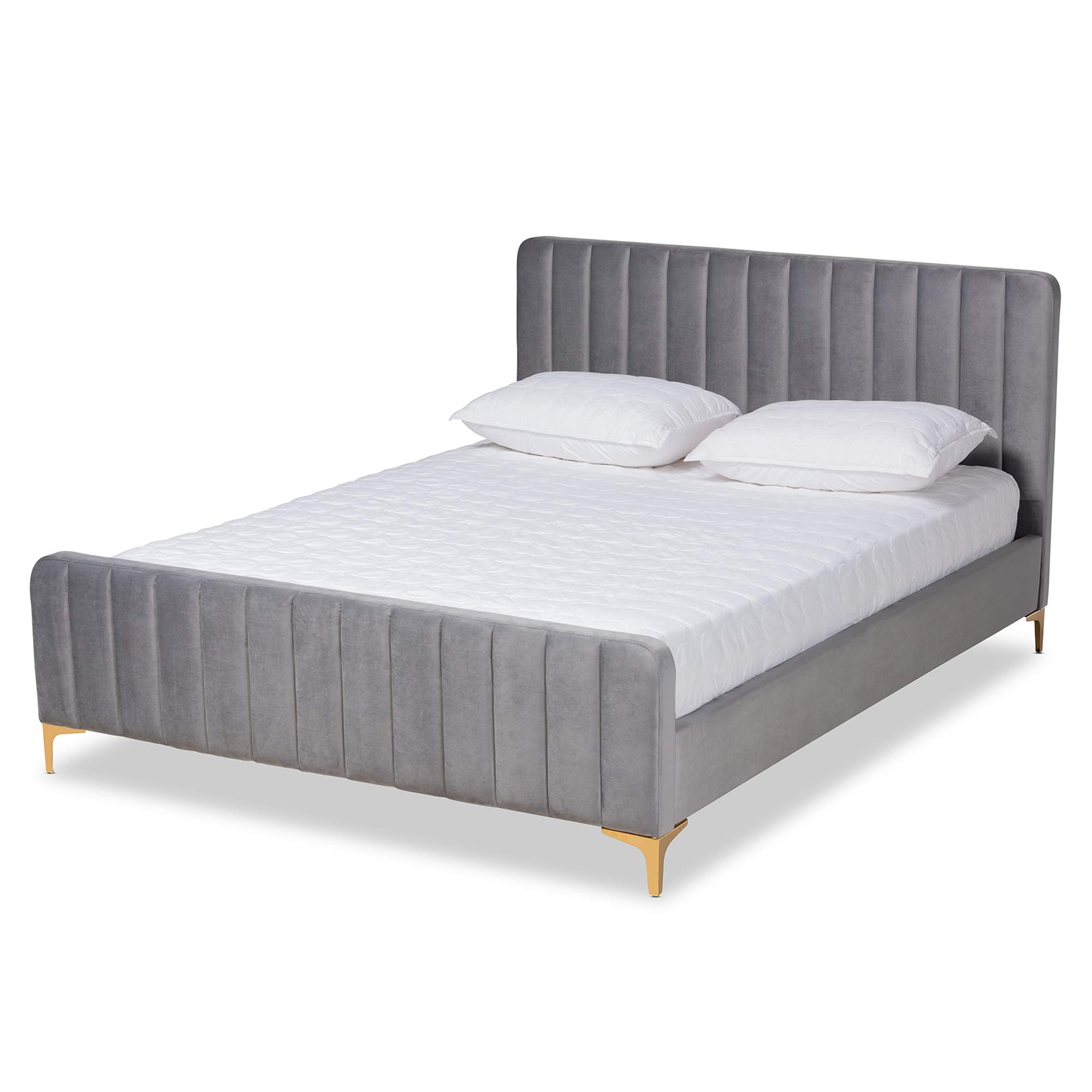 Baxton Studio Nami Beds (Platform), Queen, Light Grey