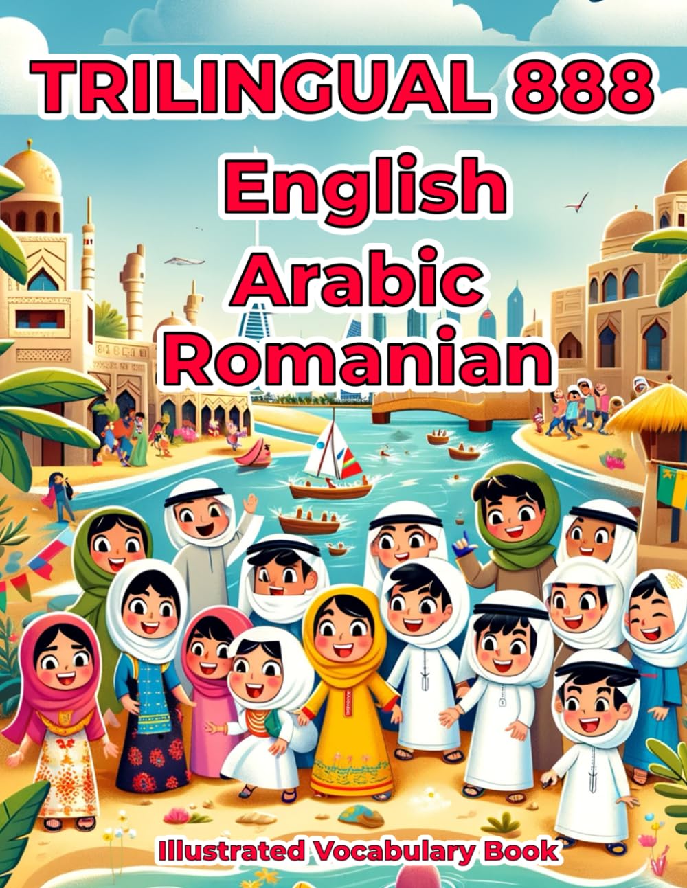 Trilingual 888 English Arabic Romanian Illustrated Vocabulary Book: Colorful Edition