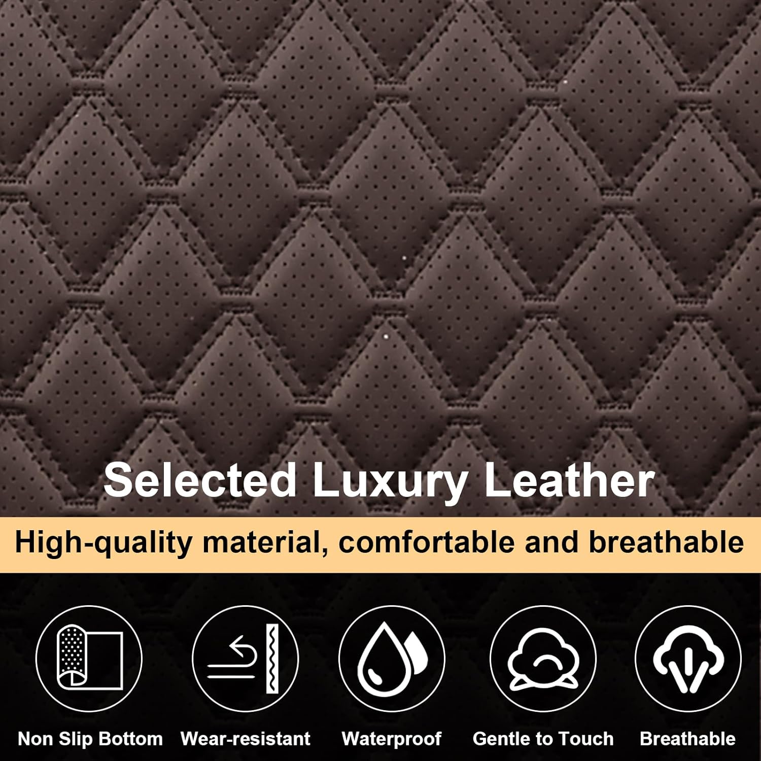 Dodge Ram Seat Covers, Waterproof Leather Ram Seat Cover Compatible with 2009-2026 RAM 1500 2500 3500 Truck Pickup Crew Cab Quad Cab (Black Brown, Front Pair)