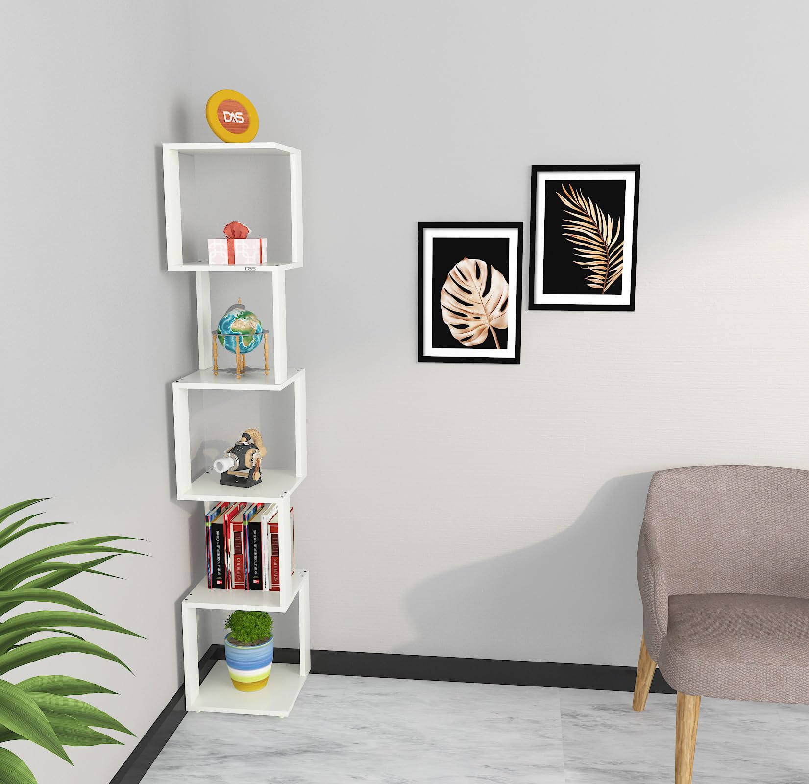 DAS 6 Tier Corner Shelf - Frosty White -3