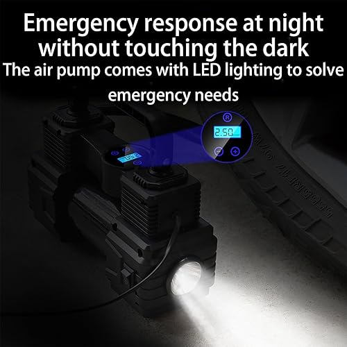 Miniatura 9 de Inflador de neumáticos portátil  Compresor eléctrico de 12 V  Bomba inteligente para motocicleta con medidor de presión digital, para coche,