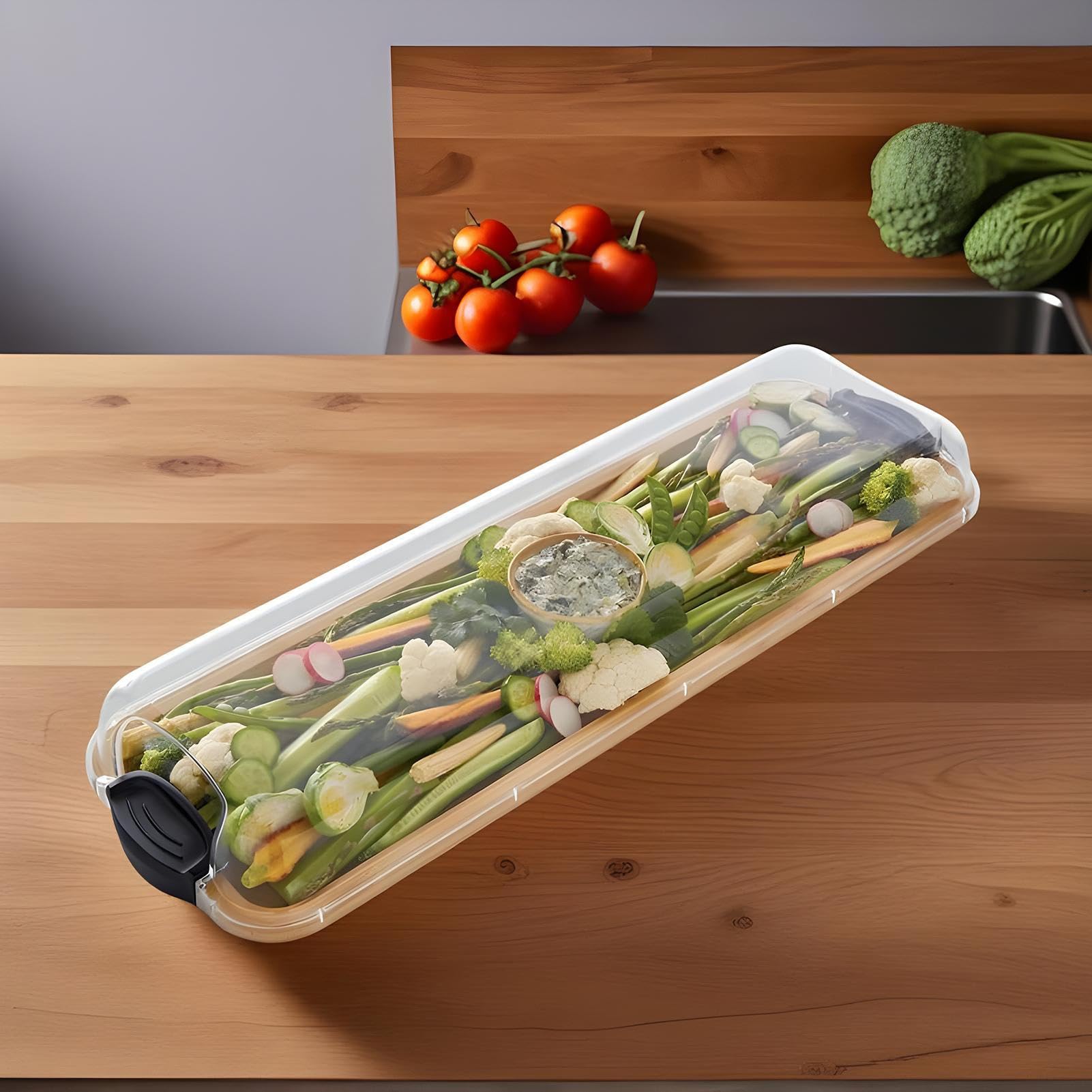 Salumi Platter, Wood Rettangolo Food Plate, Portable Serving Board, Comes with Lid, Sturdy Design for Parties, Ristorante, Picnic, Holiday, Pool, Kitchen, Buffet, Campeggio, Gatherings, 7x22 pollici