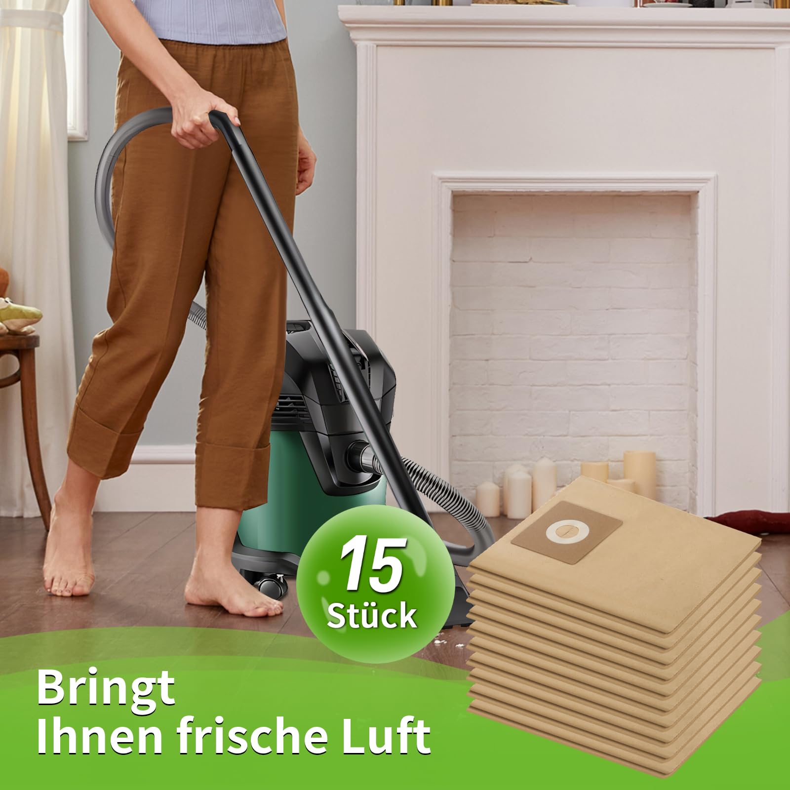 15 sacchetti filtro di carta per Bosch Advancedvac 20 sacchetti accessori