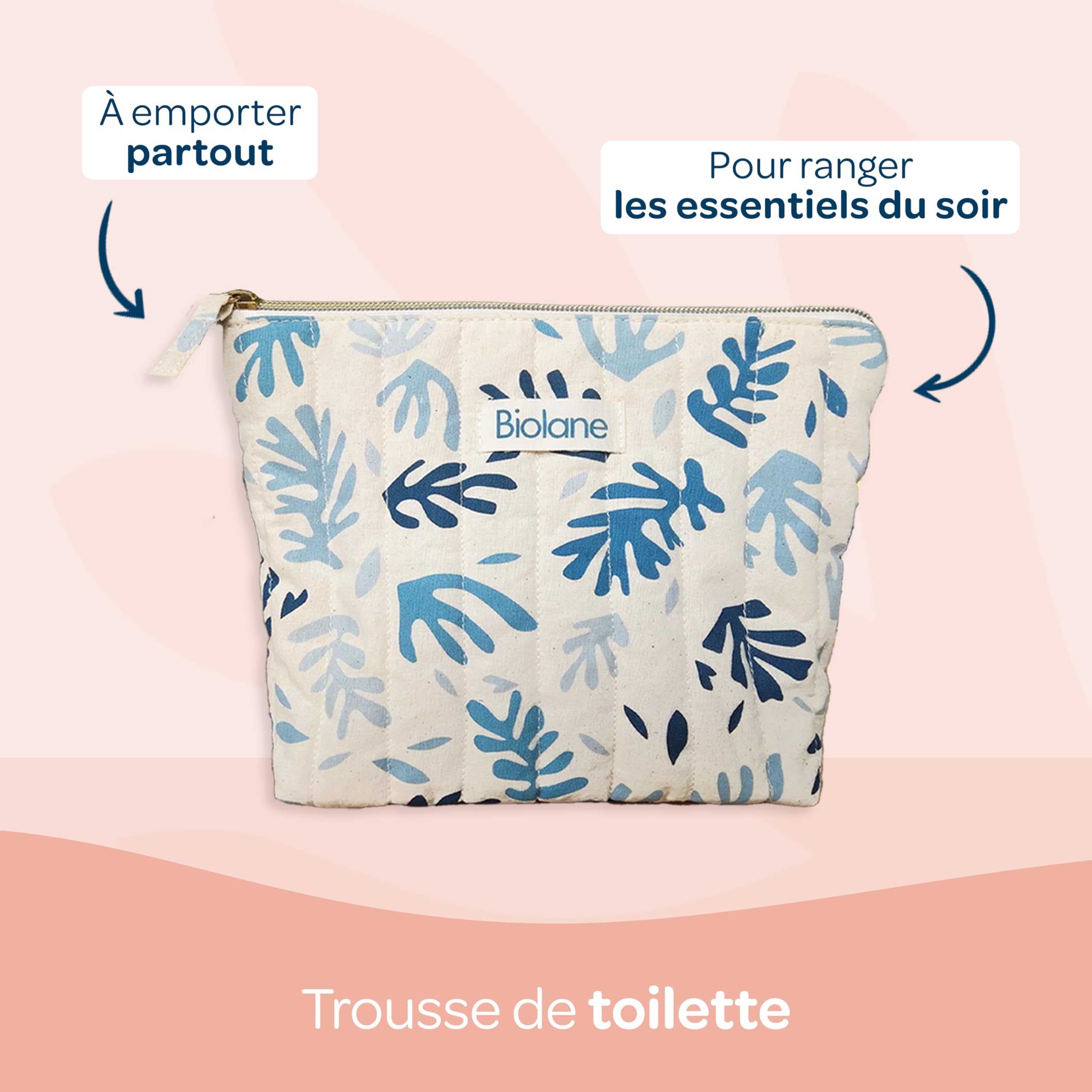 BIOLANE - Trousse de toilette pour bébé - Eau de toilette - Crème Hydratante - Gel Cheveux Coiffant - Trousse de soin - Ingrédients d'origine naturelle - Format nomade - Fabriquée en France.