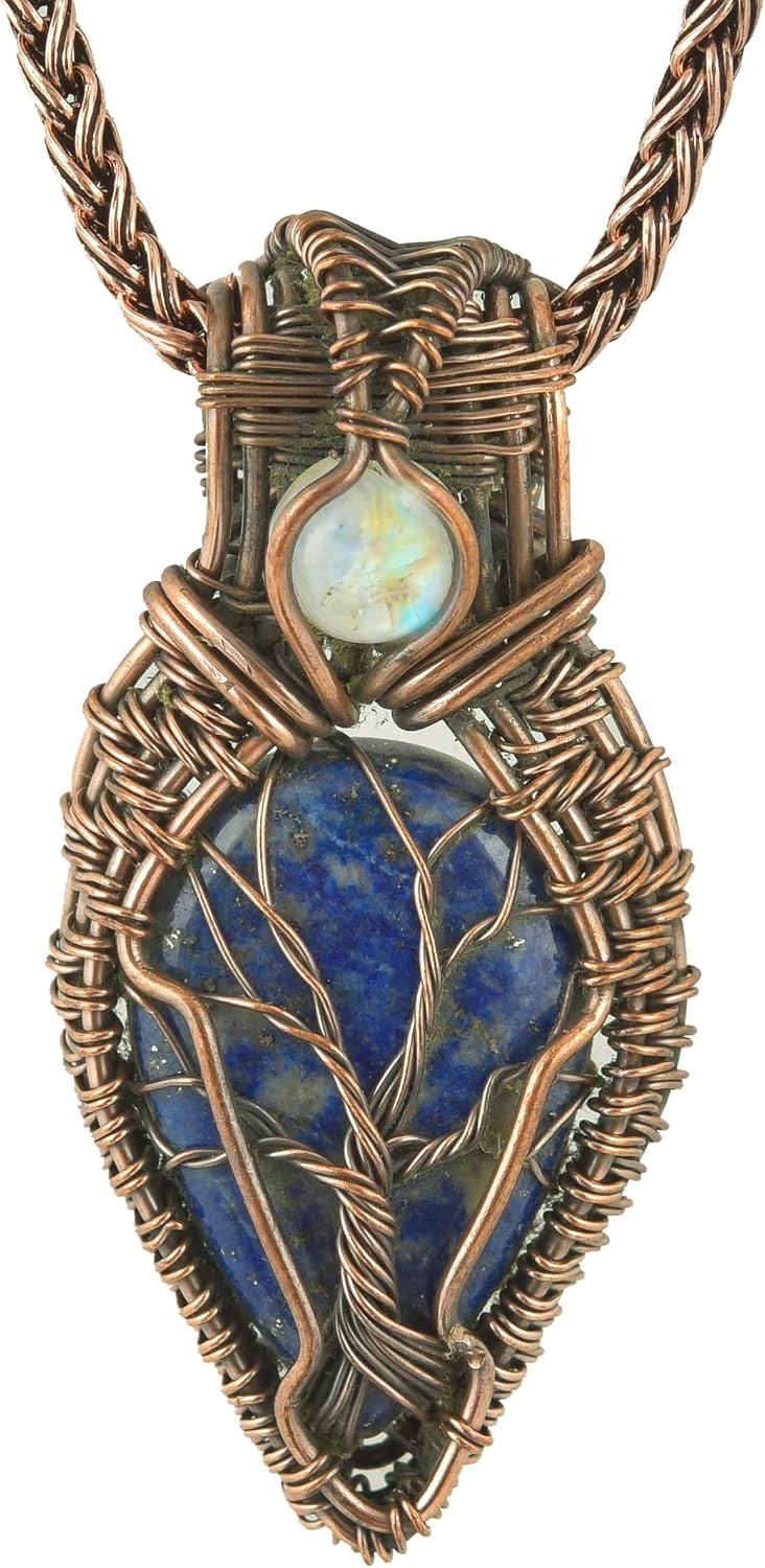 Stunning Copper Tree of Life Pendant Necklace with Handmade Gemstones and 20" Chain - Perfect for Boho Lovers