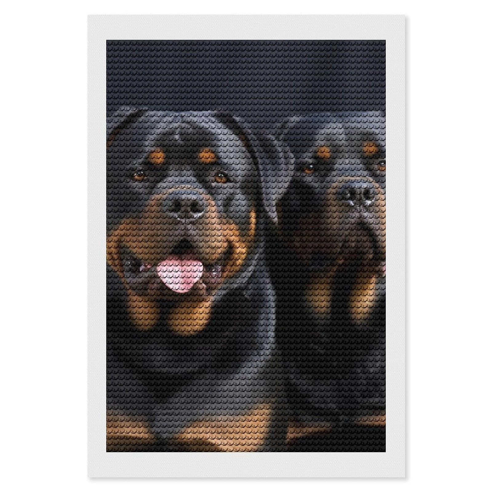 DWVTSLH Rottweiler Wallpaper Diamond Painting Kits for Adults, Personalized Diamond Photo Art Full Drill, DIY 5D Diamond Art Painting Kits for Beginners, Home Wall Decor 8"x12"