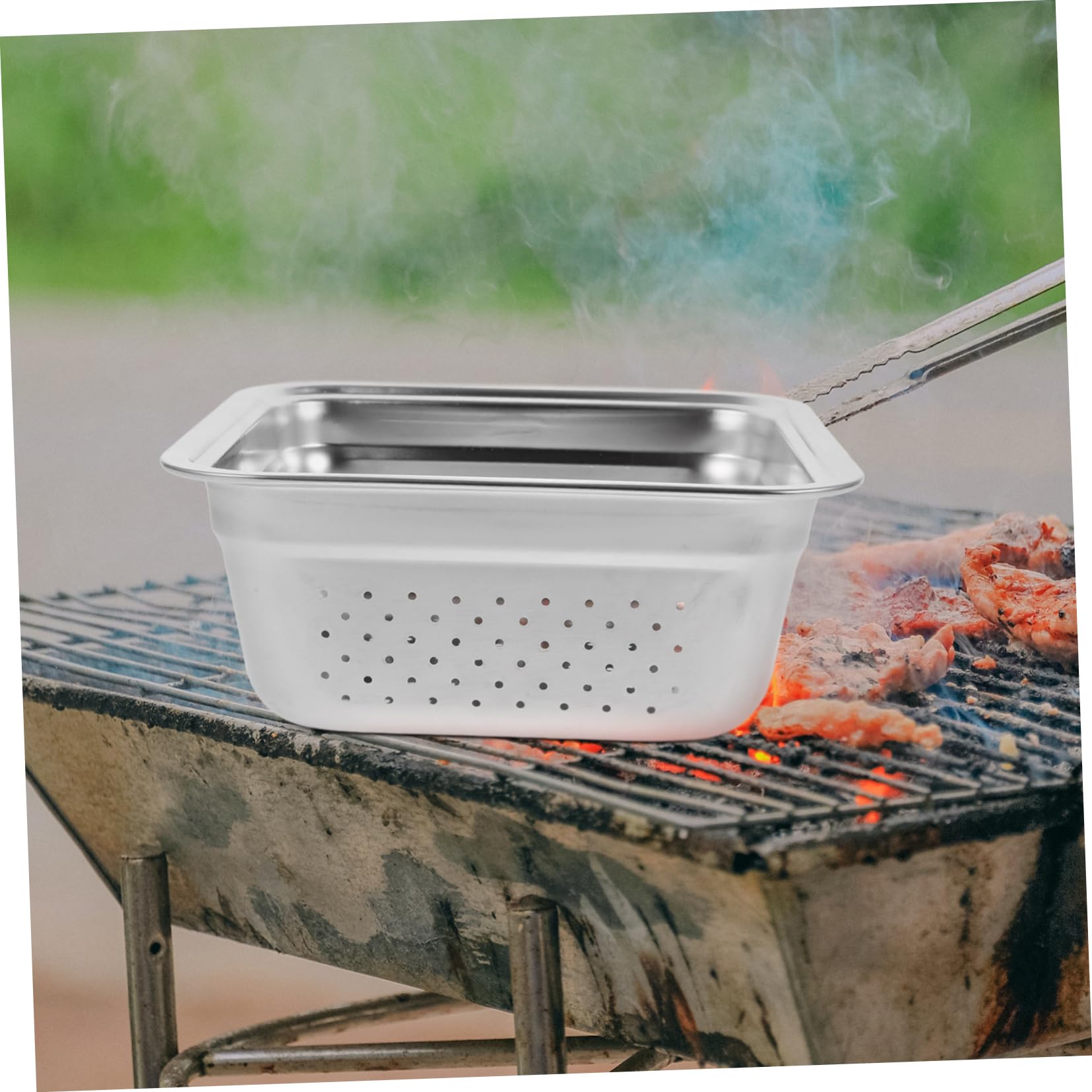 ORFOFE Teglia in Acciaio Resistente Per Arrosti Vassoio Per Barbecue Vassoi Per Grigliare Verdure Accessori Per Barbecue Da Esterno