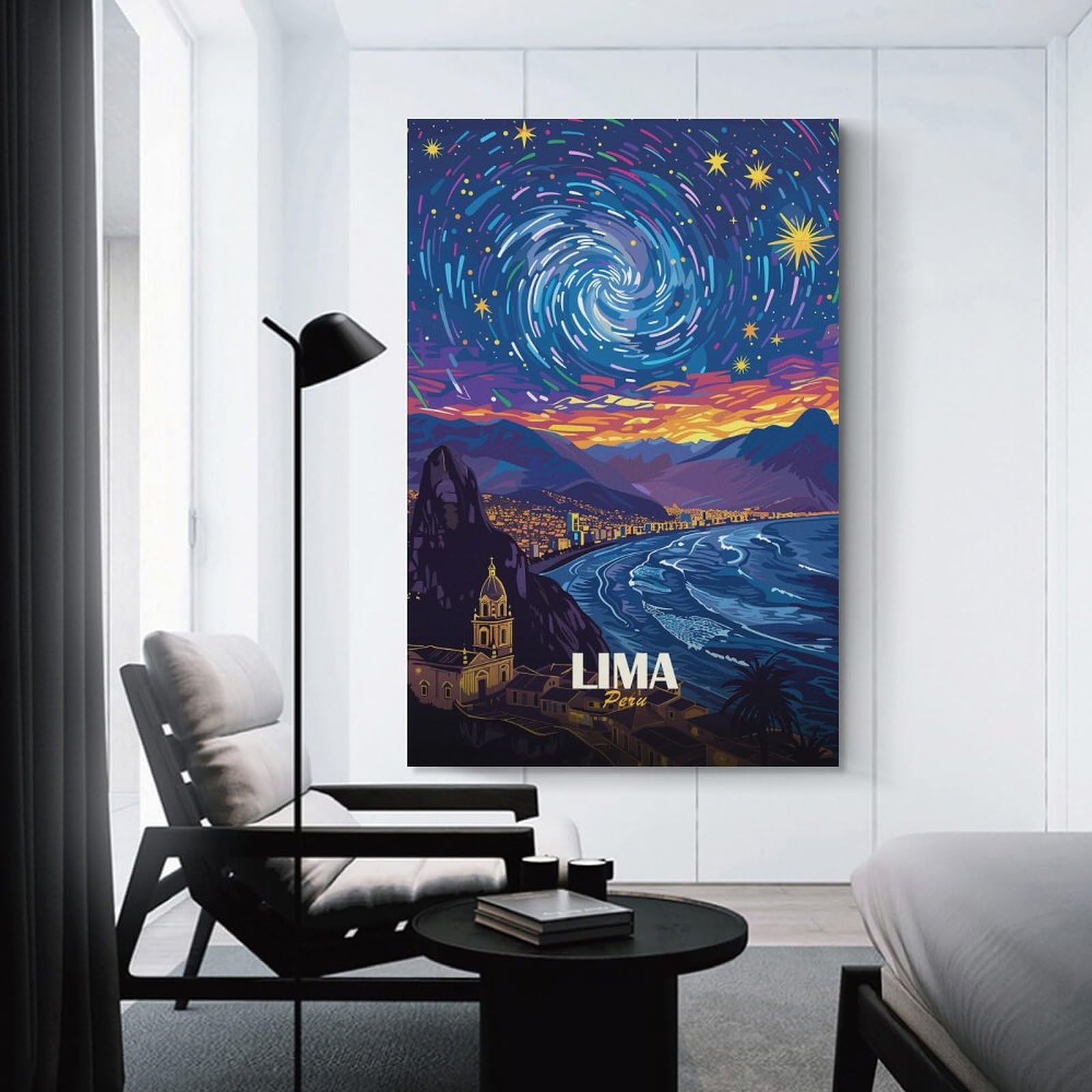 Junmoney Lima Peru Travel Canvas Wall Art, 20x30inch(50x75cm), for Wall Displays, Bedrooms Or Room Updates, Ideal for Building A Coordinated Art Wall