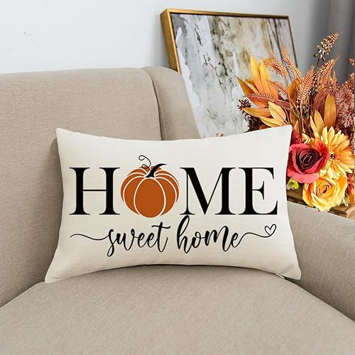 Miniatura 5 de RABUSOFA Almohadas decorativas de otoño, fundas de almohada de otoño de 12 x 20 pulgadas, fundas de almohada de calabaza naranja de Acción de