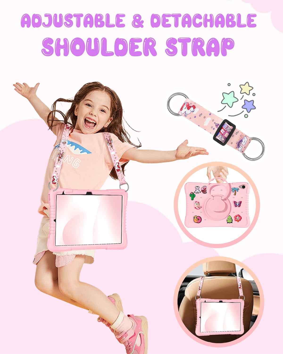Wazzasoft Cute for iPad 10th Generation Case/for iPad (A16) 11th Generation 11 Inch 2025 - with Shoulder Strap & 360 Degree Rotating Stand for Girls Kawaii Funny DIY Accessories Fun Soft Silicone image 5