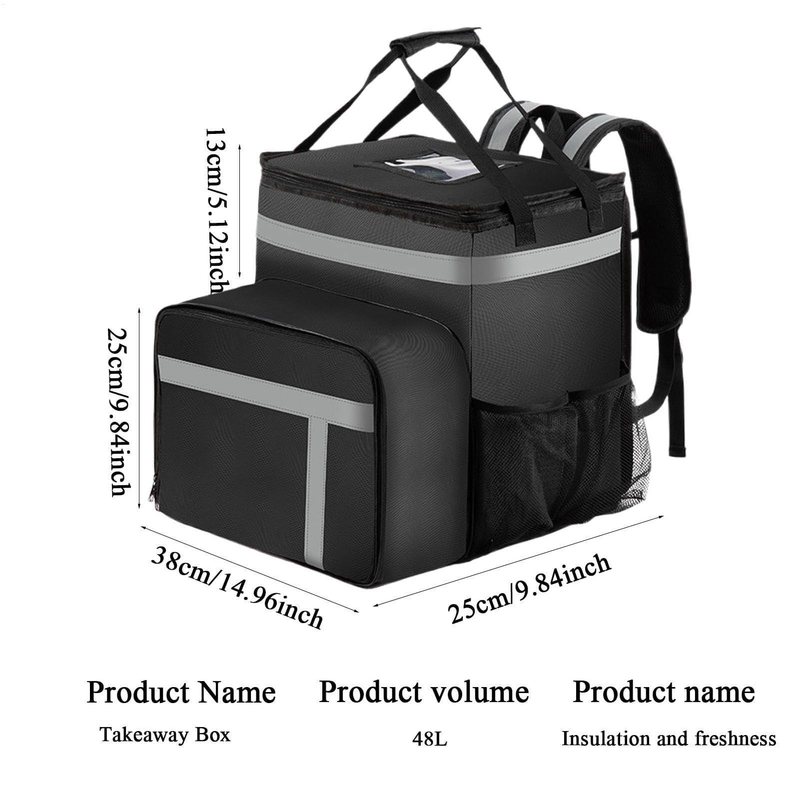 Zaino termico isolato, borsa termica di grande capacità per alimenti, borsa versatile per picnic e spiaggia, design confortevole per pizza e altro ancora