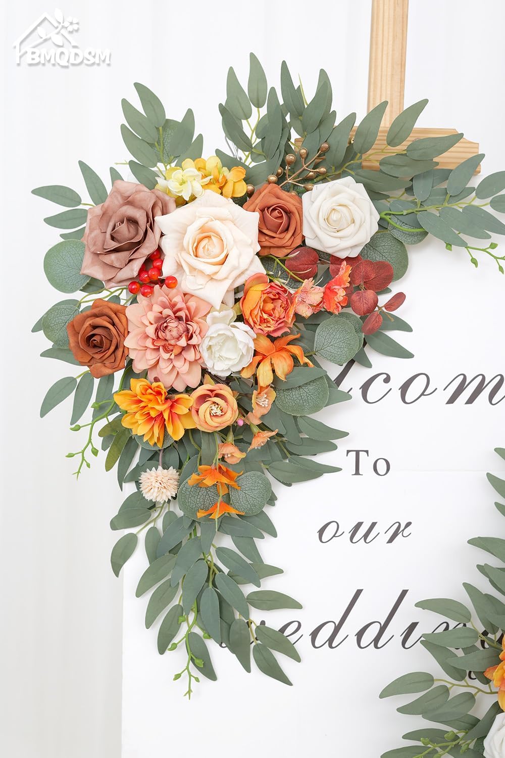 Faux Flowers Wedding Arch Flowers Kit(Pack of 2) for Wedding Decor Ceremony Reception Backdrop Thanksgiving Halloween Party Decoration (Orange)