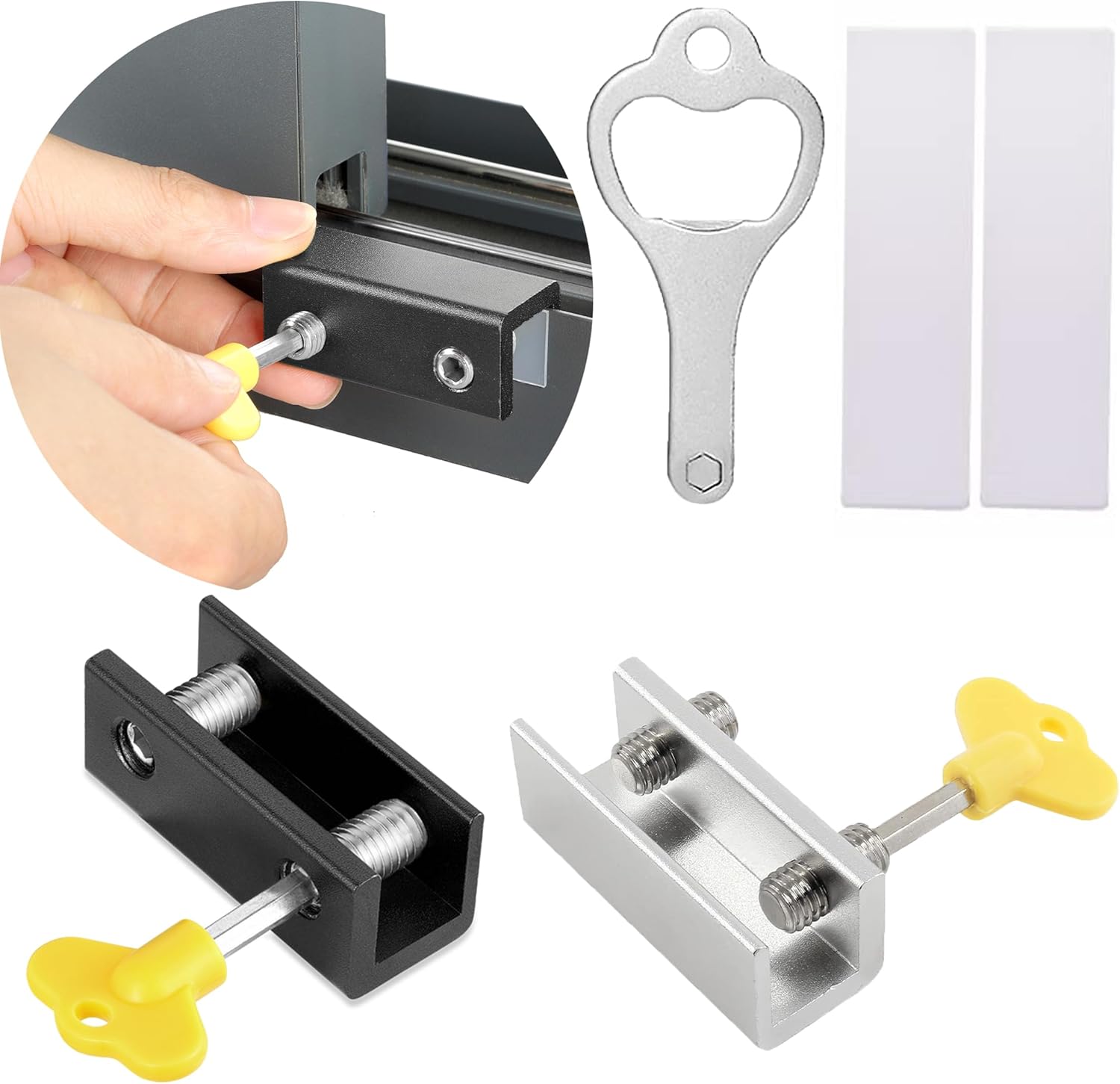 Window Locks, 2 Sets Sliding Window Locks, Adjustable Aluminum Sliding Window Stoppers Security