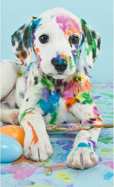 5D Diamond Painting Kits for Adults Kids, Full Diamond Round Number Crystal Rhinestone Embroidery Art Painting DIY Kit for Parents Children Interaction, Home Wall Decor (Dog 30x40cm)