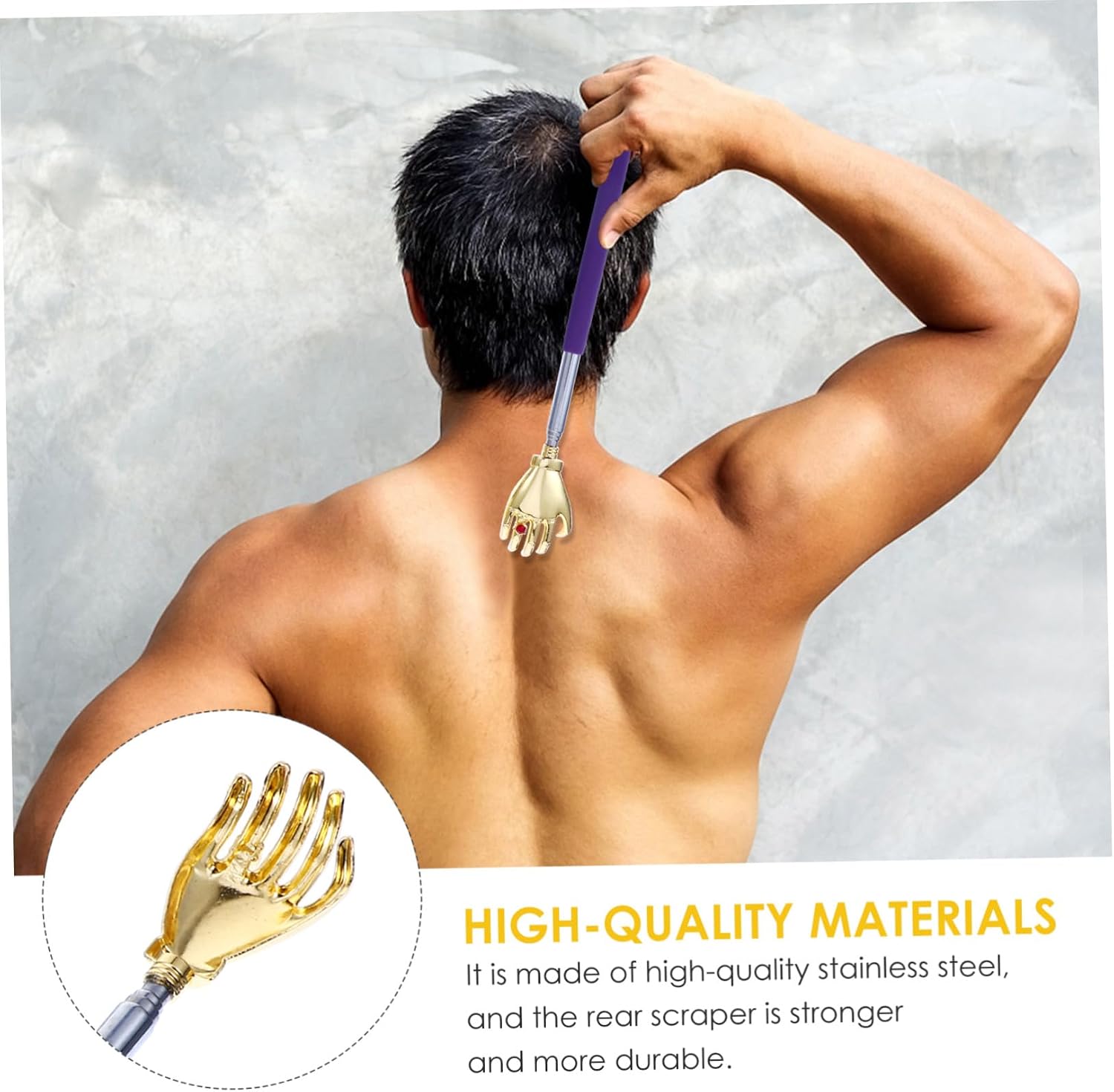 4pcs Telescopic Stainless Steel Back Scratcher with Hand Massager Function Long Reach Itch Reliever for Adults and Smooth Comfortable Surface for Scraping Portable for Random Color