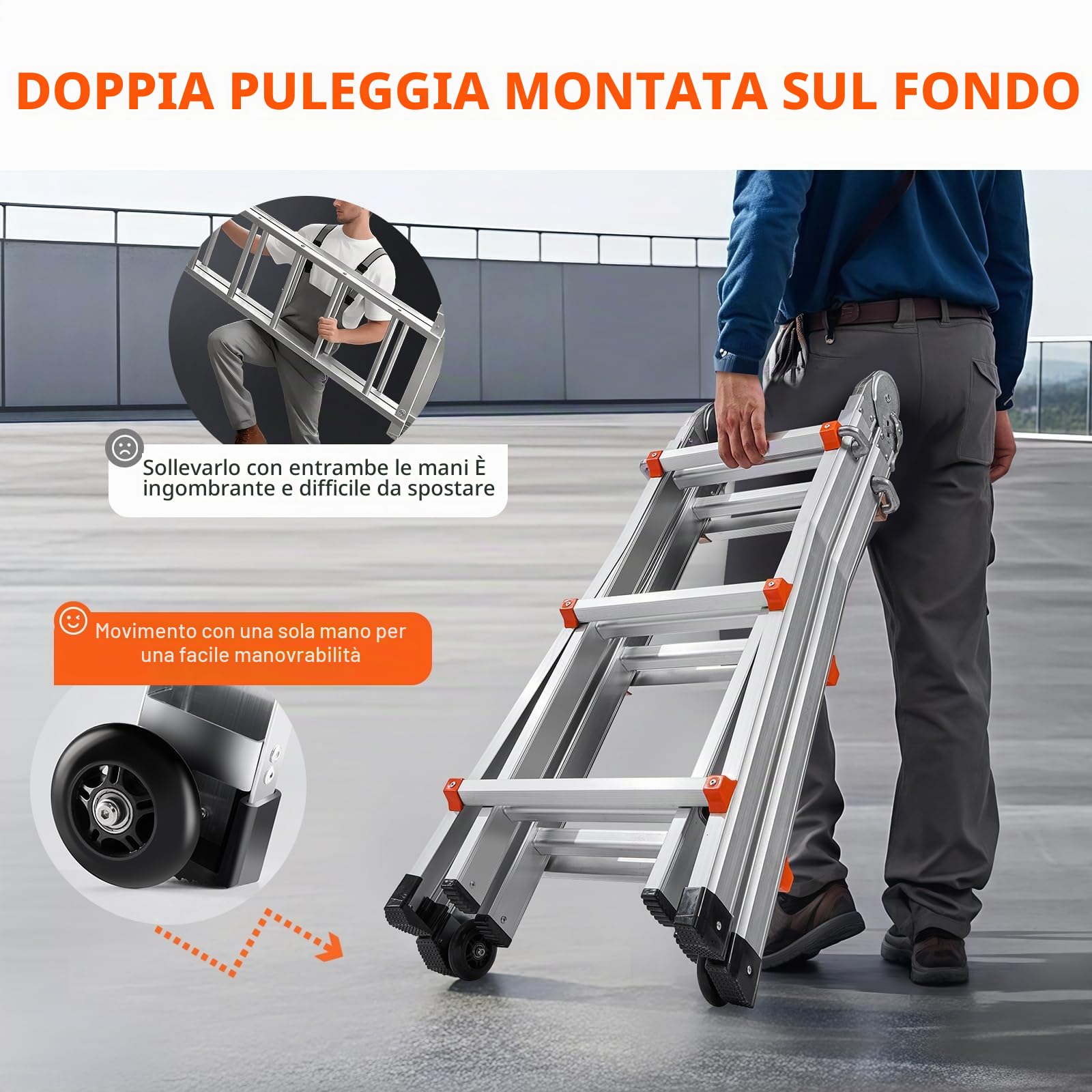 VEVOR Scala Telescopica con Telaio ad A 3350 mm Scala Estensibile Compatta in Alluminio, Scala Pieghevole Portatile Multifunzione per Camper, Scala Telescopica per Compiti, Capacità di Carico 149,7 kg