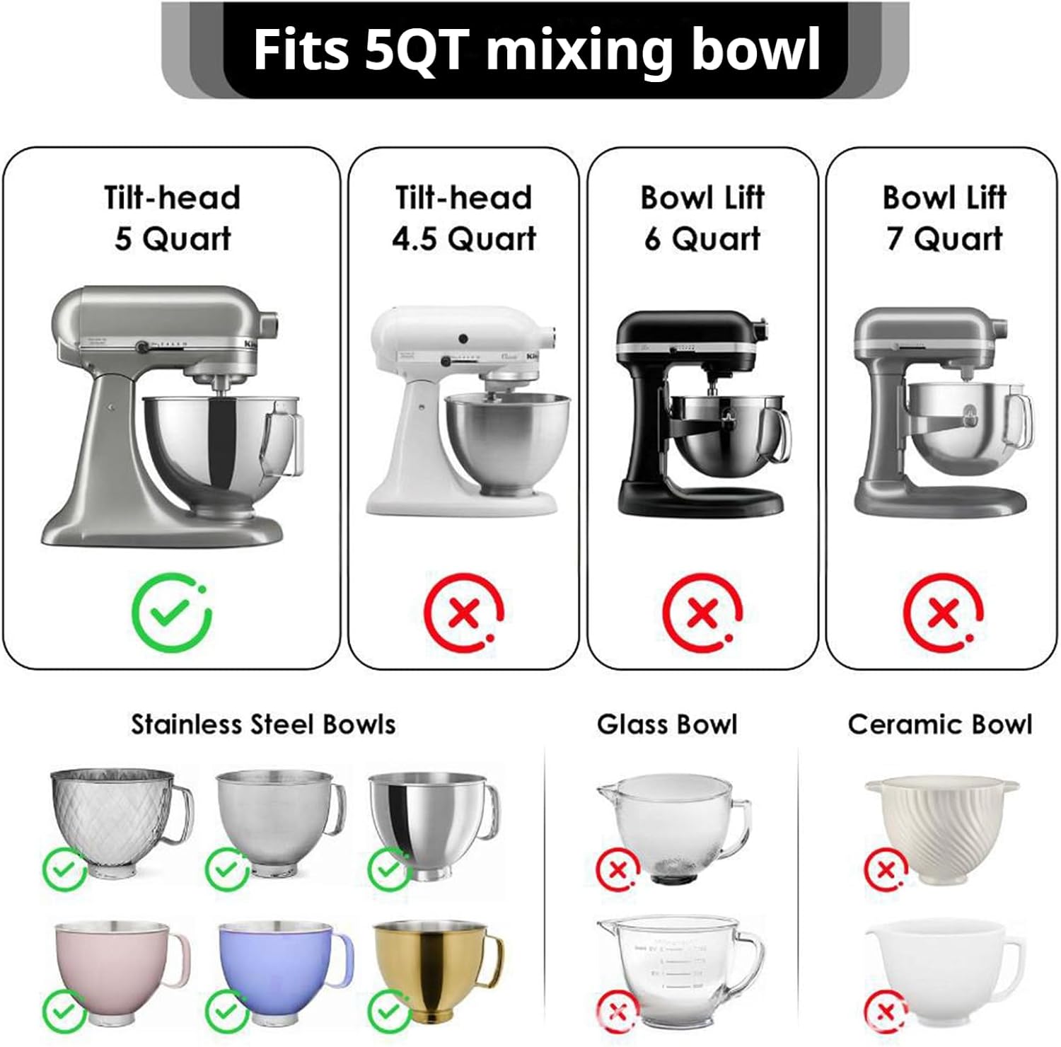 2025 Upgrade Blender Silicone Liners for Kitchen, Heavy-Duty 600g for Tilt-Head 5 Qt Mixers, Odorless Food-Grade Liner with 4 Colors, Enhanced Fit & Scratch Protection (All)