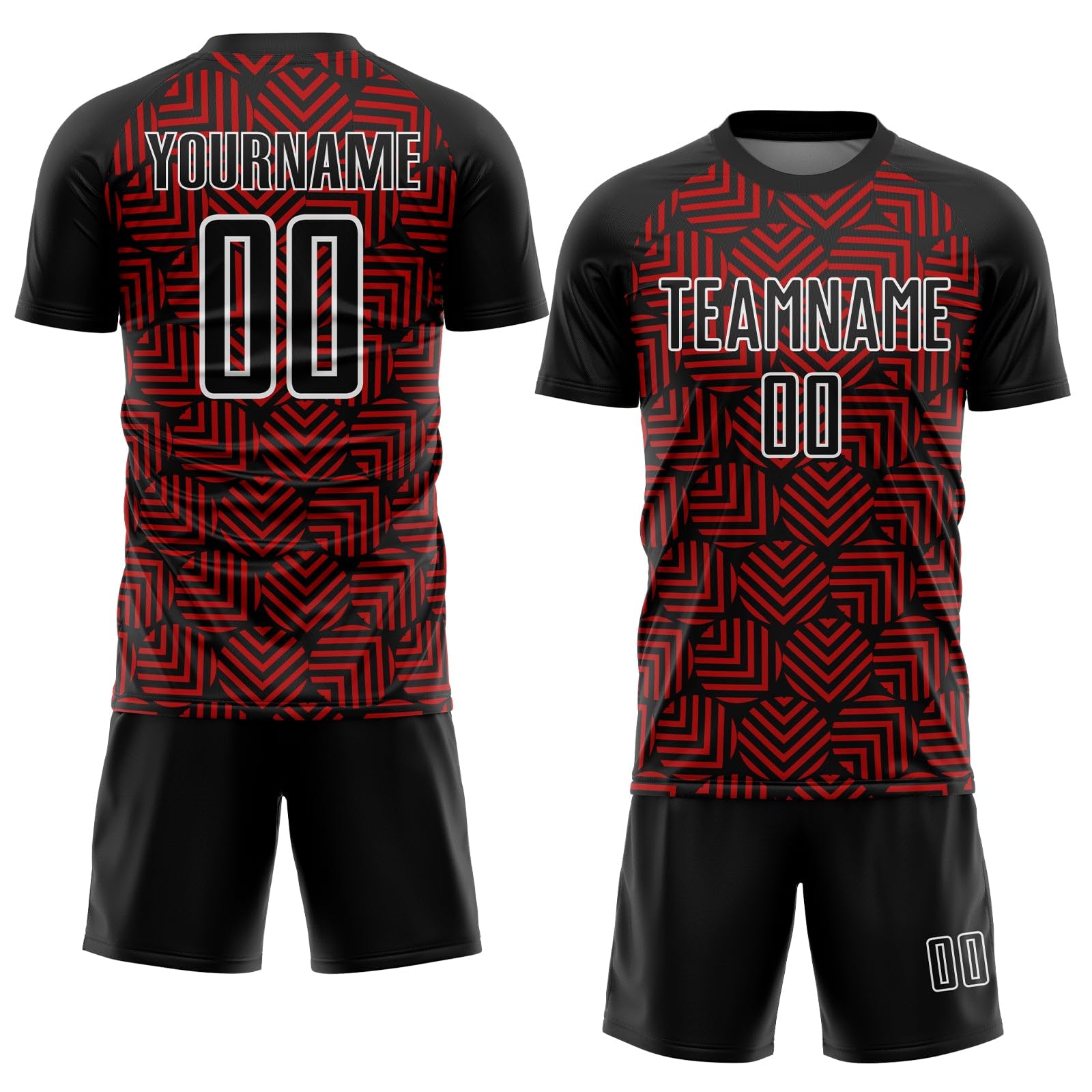 Generic Custom Soccer Jerseys for Men Women Youth Kids, Black and Red Personalized Soccer Jersey Printed Name Number Logo Mens Clothing
