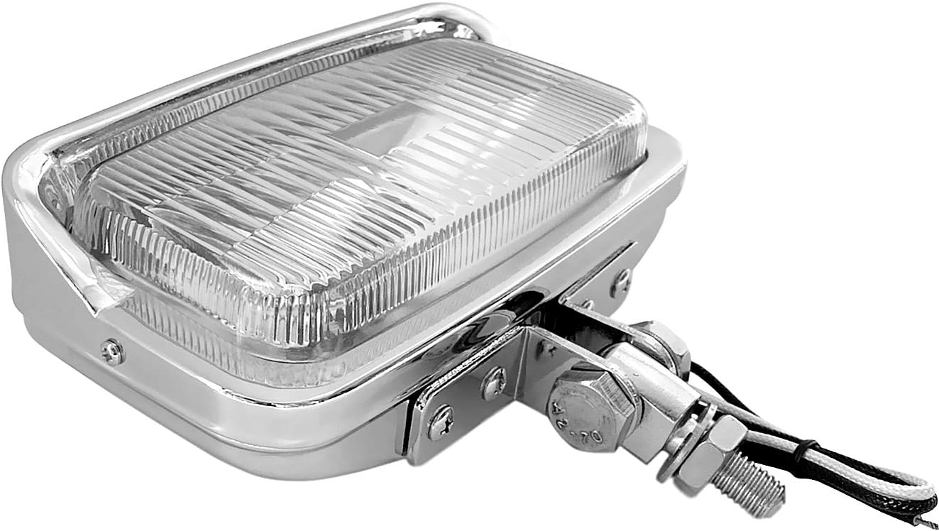 Vintage Motorcycle Square Headlight Retro Headlamp Front Light Lamp w/Clear Glass Lens & Visor For Harley Cruiser Bobber Chopper Yamaha Honda Cafe Racer Suzuki Kawasaki Custom Chrome