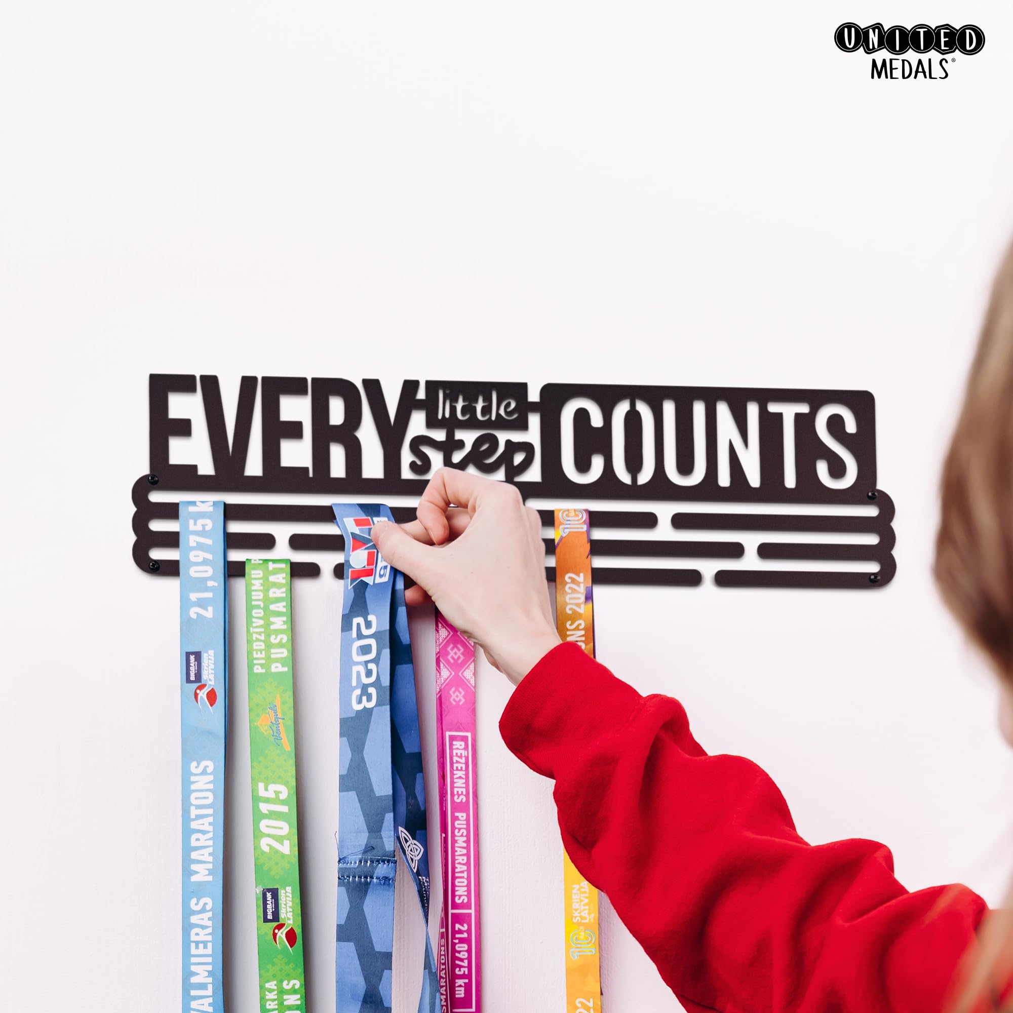 Every Little Step Counts Colgador de medallas | Medallero Acero | Medal Holder dispaly Hanger | Medalla Percha