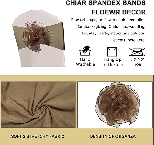 Miniatura 3 de SFN 2 fajas para sillas de flores verde menta con bandas de elastano, lazos para silla, banquetes de boda, fiesta de cumpleaños, eventos, decoración