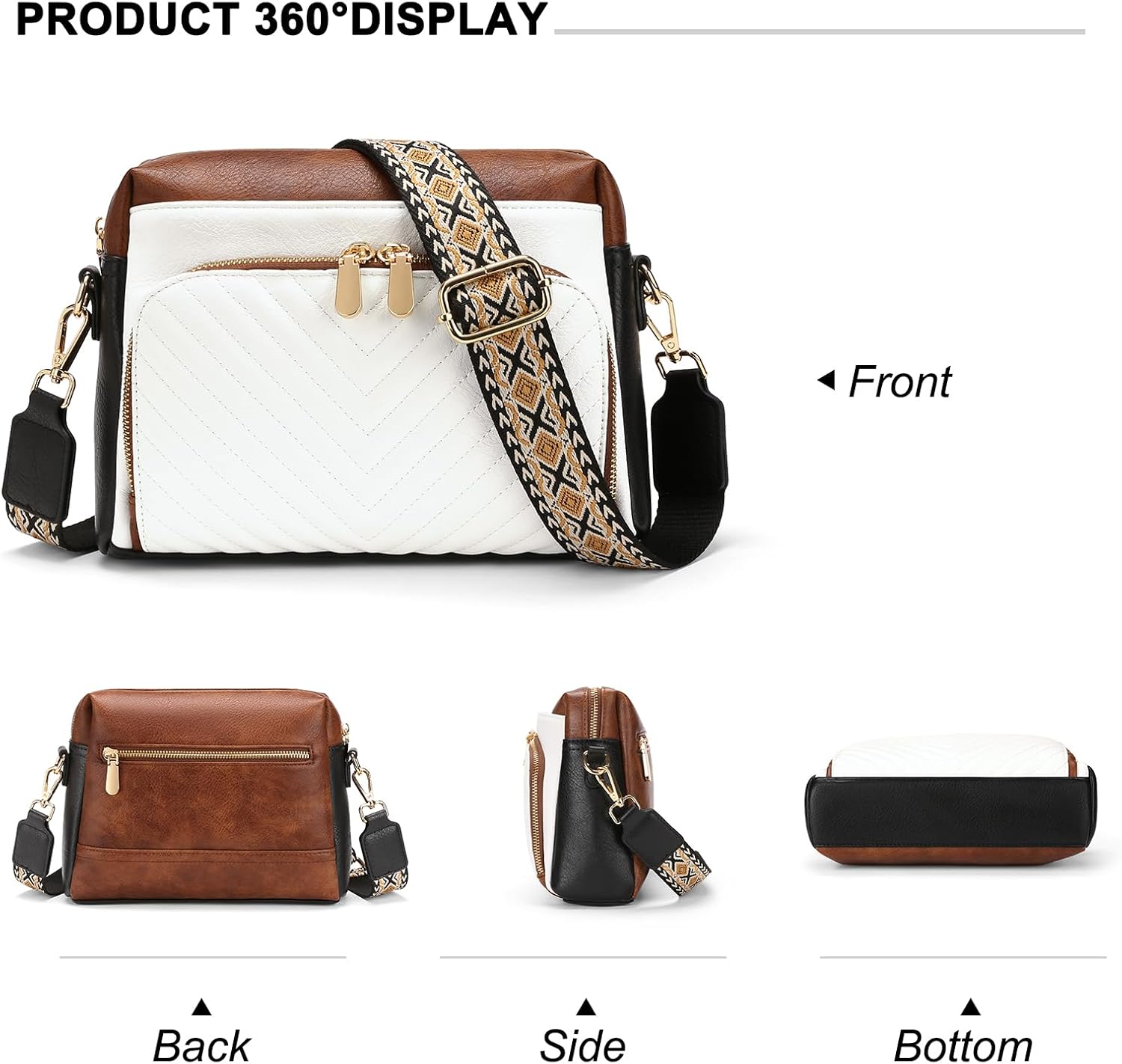 GAEKEAO Quilted Crossbody Bags for Women Vegan Leather Purses with Wide Strap,Women's Mudium Travel Purse Built in Wallet - Image 4