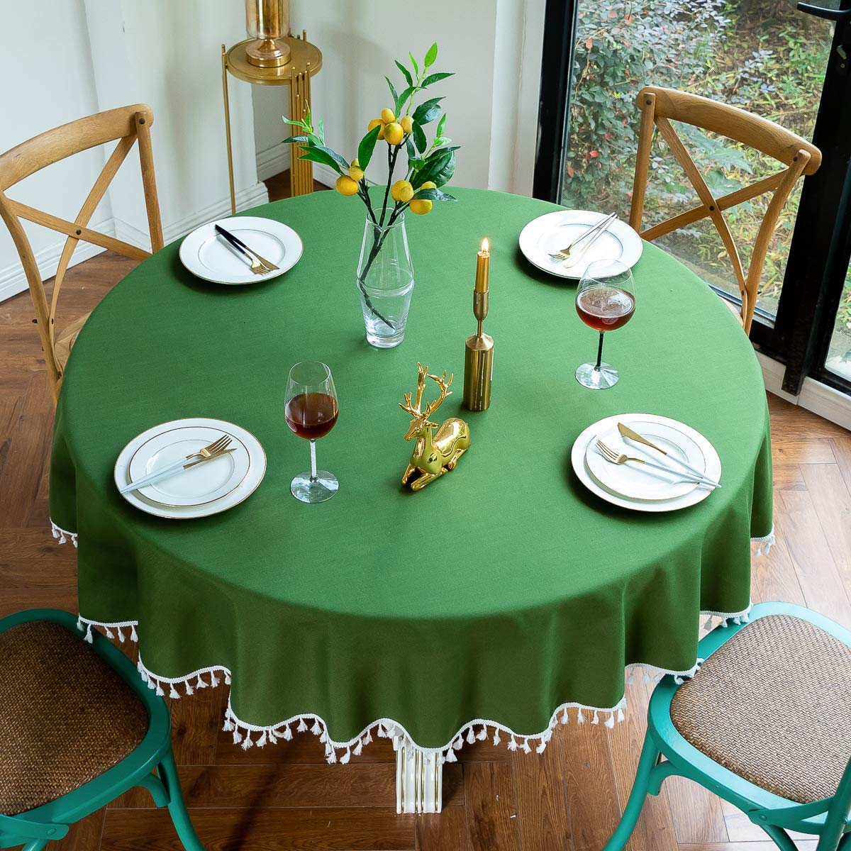 ハンドプリントコットンテーブルクロス（スウェーデン製）　プレゼント付き ハンドプリントコットンテーブルクロス（スウェーデン製