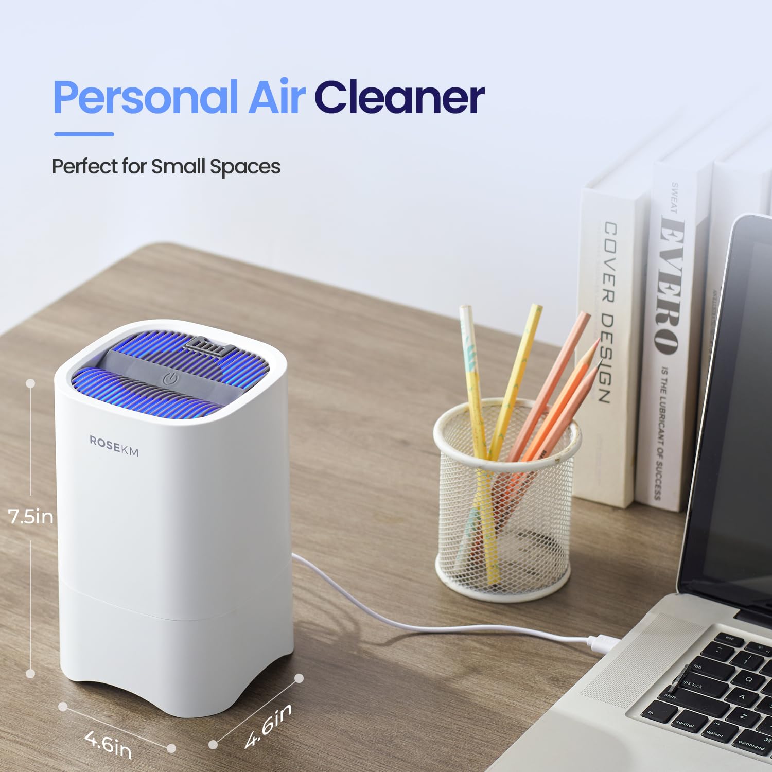Piccoli purificatori d'aria per casa, mini purificatore d'aria per scrivania, camera da letto, ufficio, auto, stanza, purificatore d'aria HEPA portatile per fumo, polvere con luce notturna