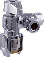 Vista 6 de SharkBite Válvula de parada de ángulo de salida doble de compresión de 1/2 x 3/8 pulgadas, cuarto de vuelta, Empuje para conectar accesorios