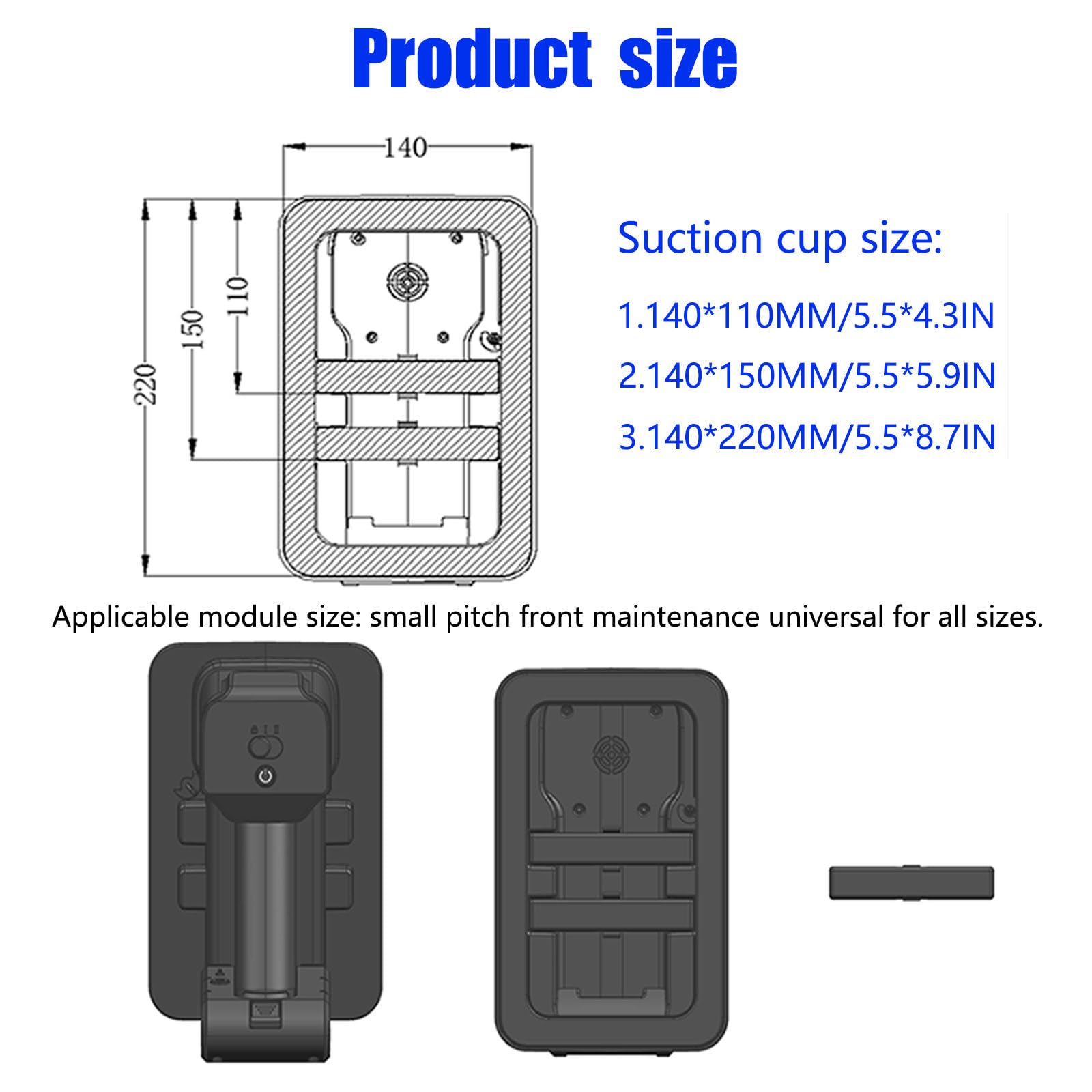 Ventosa para pantallas LED, elevador de placas de vacío, ventosas de vacío para trabajo pesado (caja de herramientas portátil, 30 kg/66 libras cada una), con manija ajustable, para pantallas LED