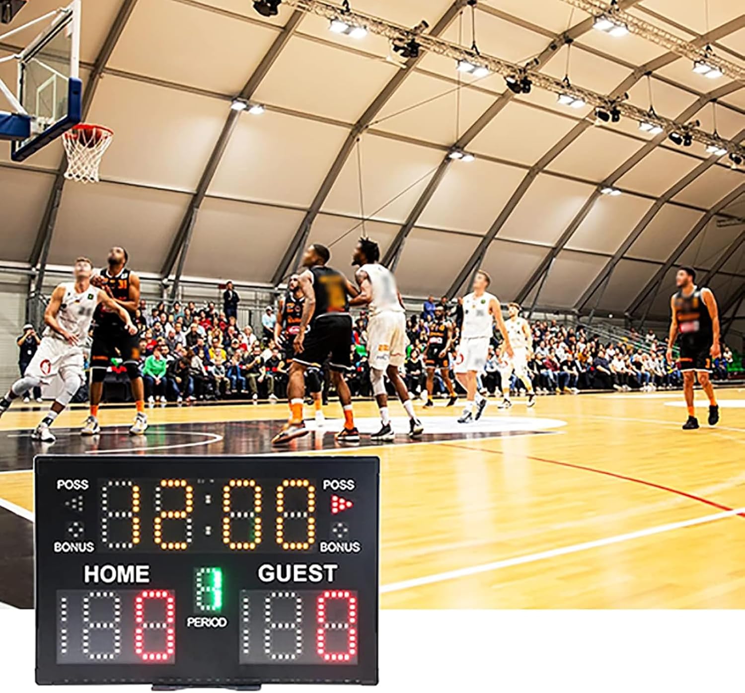 Commercial Electronic Basketball Scoreboard, Wall-Mount LED Scoreboard, LED Timer with Remote Control, 21m Visual Distance and 90db Loudness, for Multisports, Basketball Table Tennis