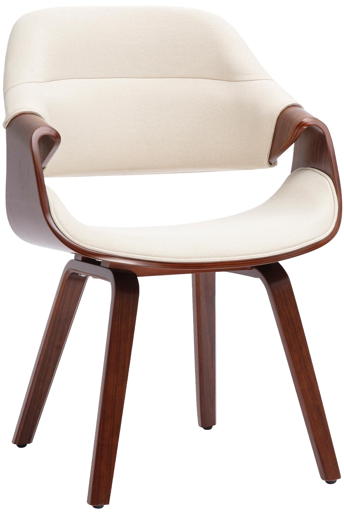 CLP Silla de Comedor tapizada con reposabrazos Maira, Silla ergonomica Estilo Nogal, Soporte hasta 150 kg Color:Nuez/Crema;Material:Tela