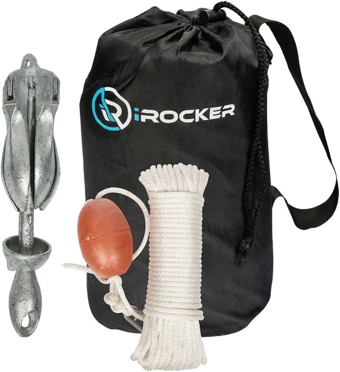 iROCKERSUP Anchor - Compact Folding Anchor (3lb) with 64ft Length of Rope for Paddle Board, Canoe, Kayak