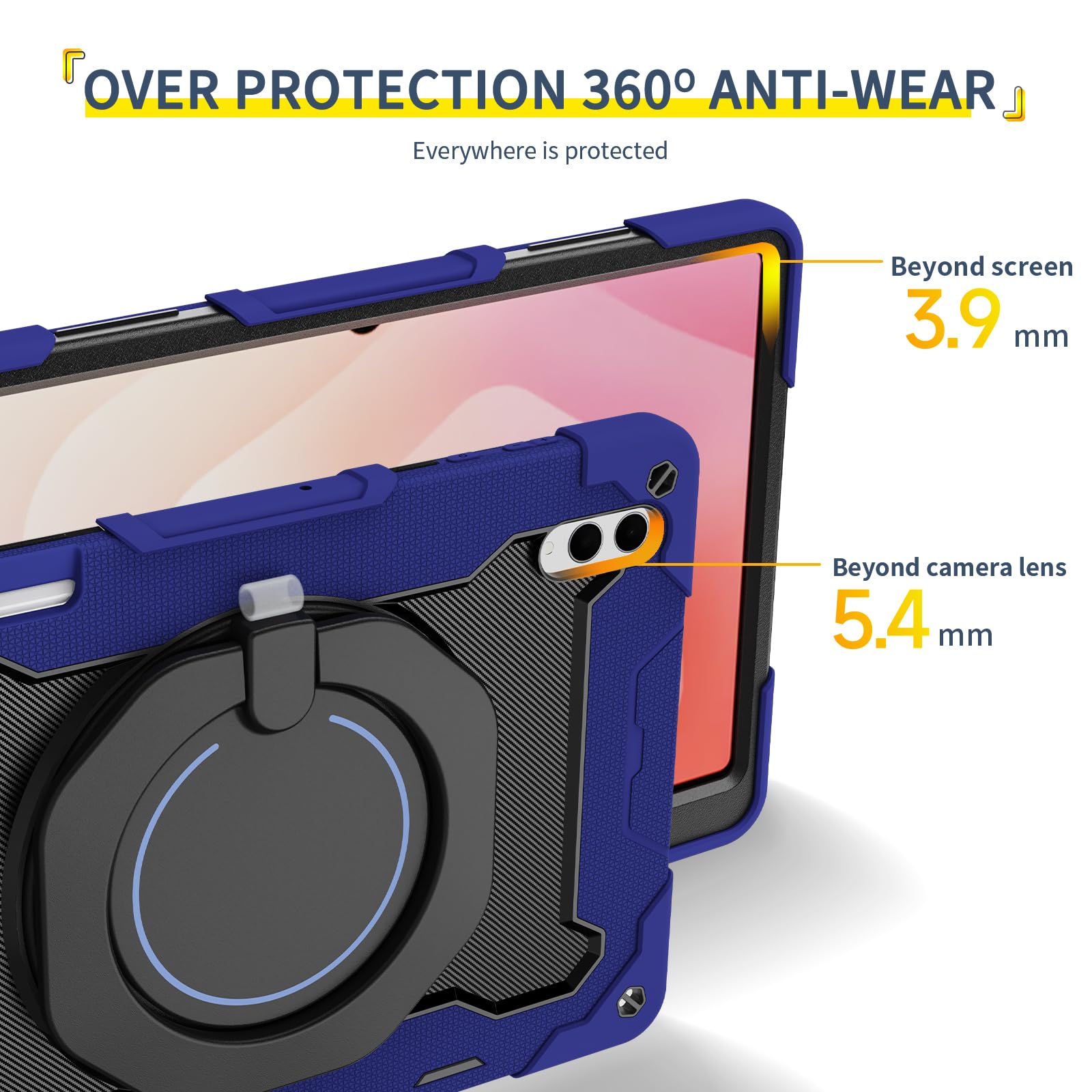 Compatibile con Samsung Galaxy Tab S11 Ultra 5G 14,6 pollici 2025 Custodia SM-X930/X936B con portamatite, custodia antiurto, custodia protettiva resistente con supporto girevole a 360° + tracolla (blu