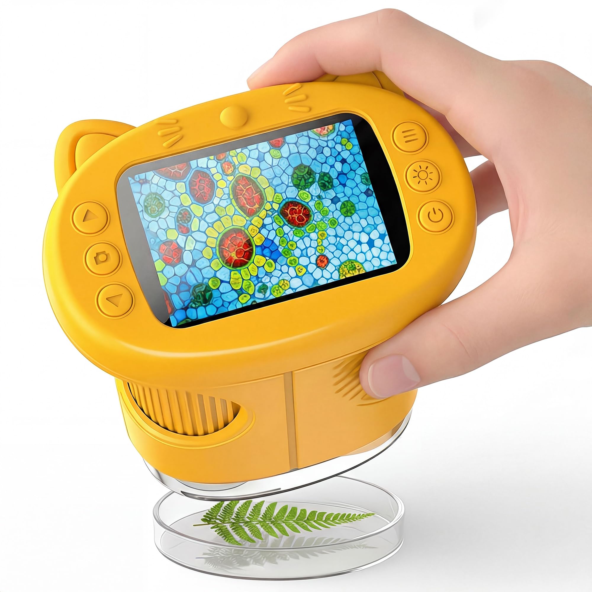 OAEBLLE Kids Microscope, 1000X 4K Handheld Digital Pocket Microscope with 2.4" IPS Screen, Rechargeable STEM Science Kit, Educational Toys & Birthday Gifts for 4-12 Year Old Girls Boys, Honey