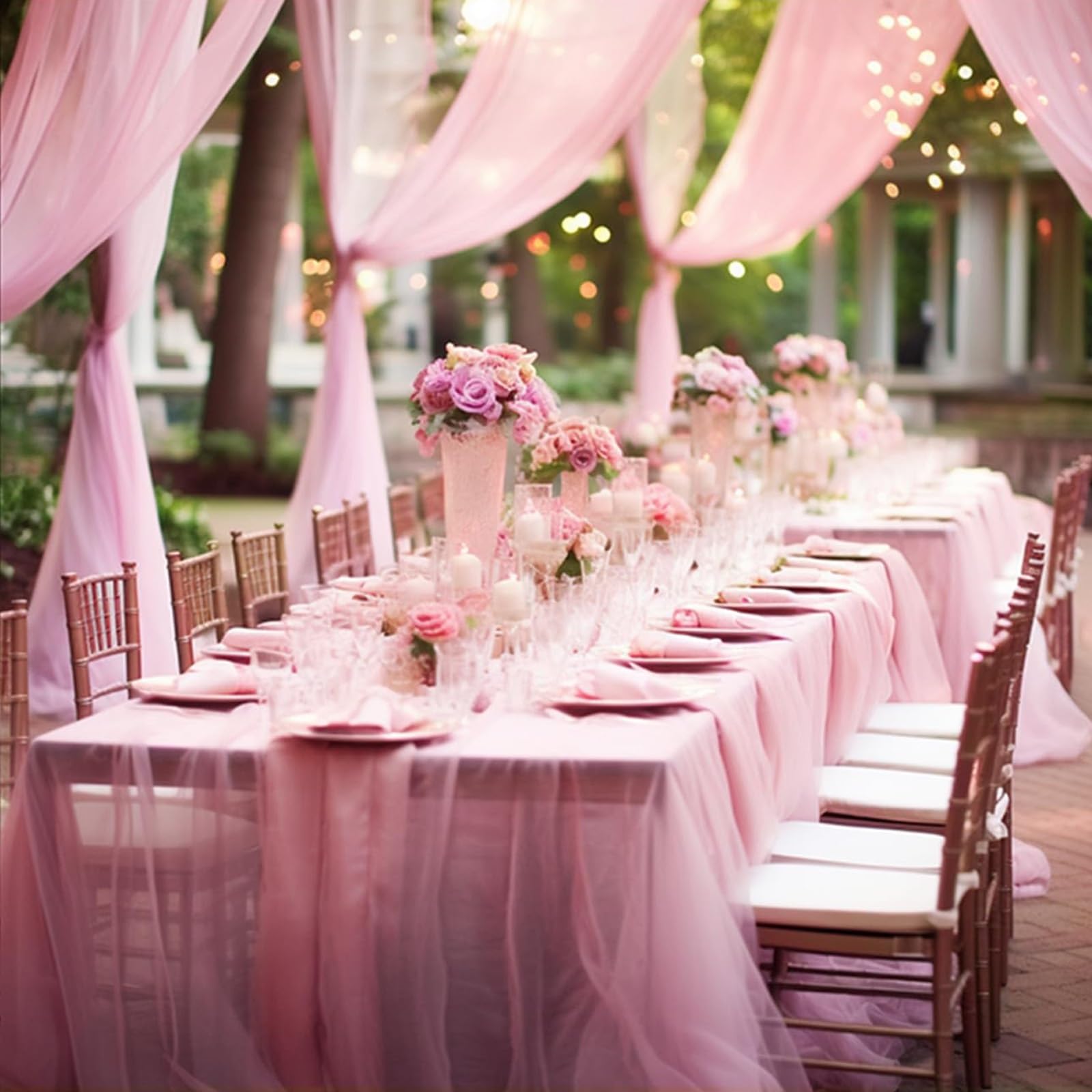 Hochzeitsbogen Tüll Stoff, Querbehang Deko Hochzeits Tisch, Chiffon Organza Stoff Querbehang Fenster, Tüllstoff Dekostoff für Traubogen, Gardinen, Verlobung Deko (Color : E, Size : 75x550cm (pack of
