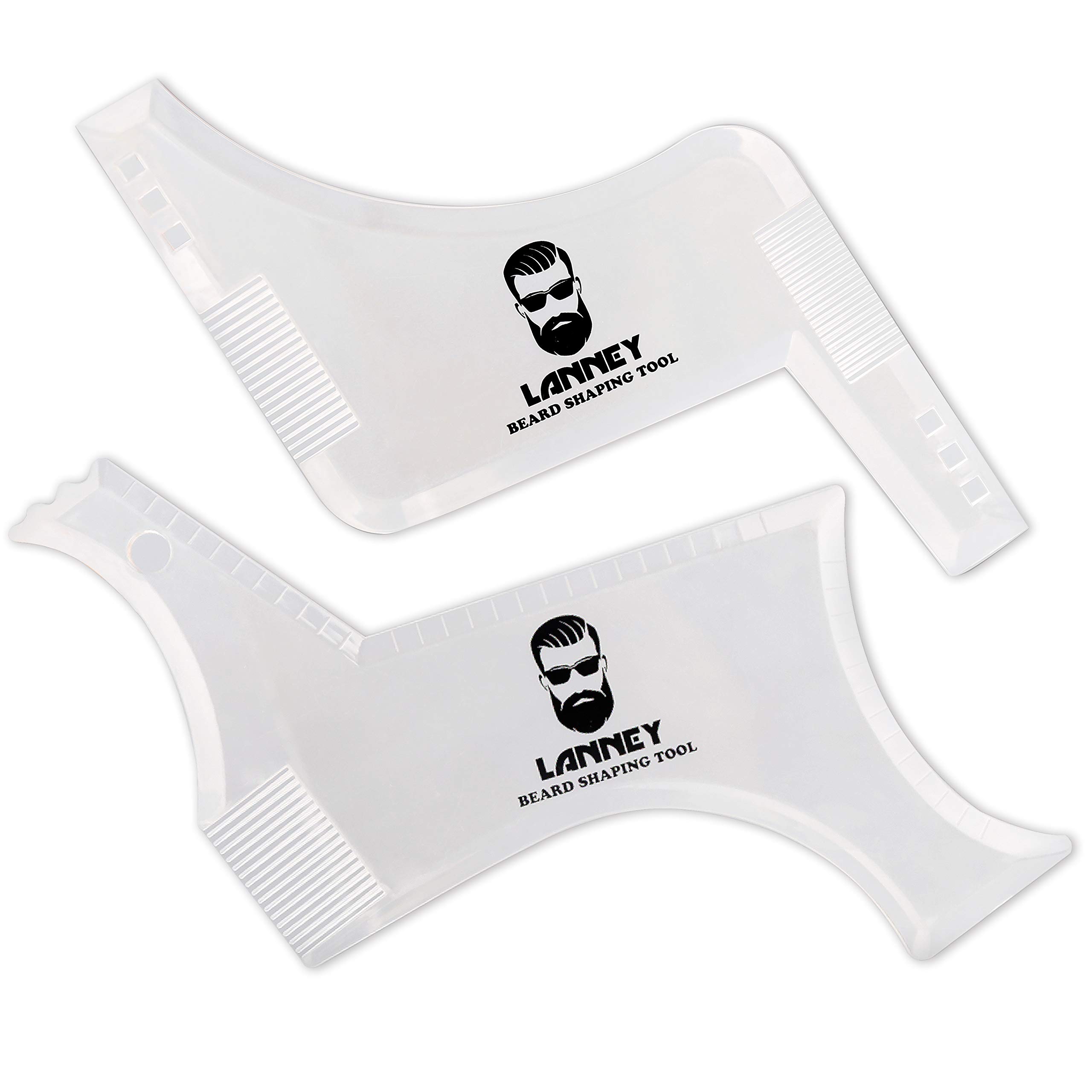 LANNEY Clear: Beard Shaper Template Beard Shaping Tool Transparent Styling Comb Stencil For Goatee Mustache Sideburns, Facial Hair Trimming Grooming Guide For Men, Jaw Cheek/Neck Line, S