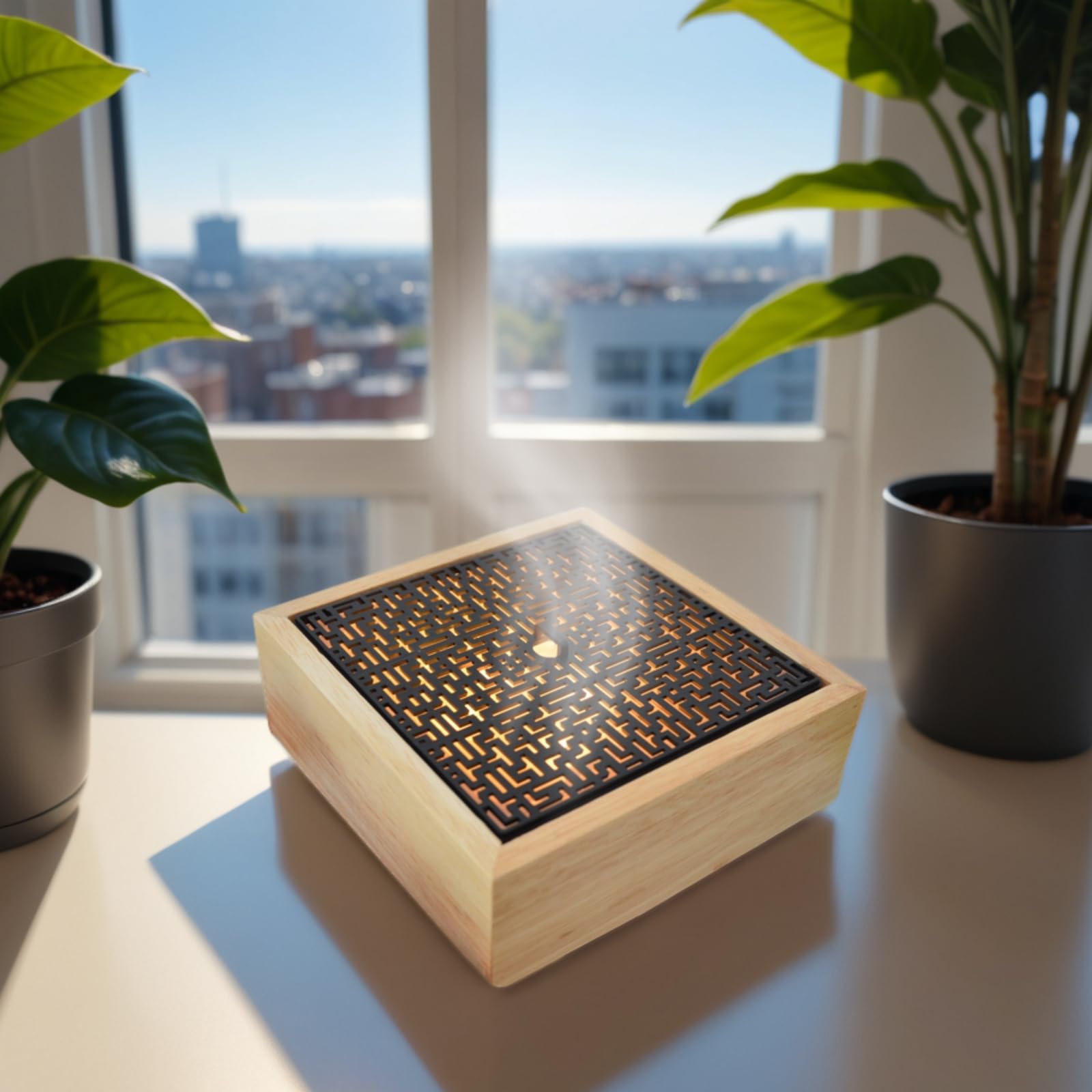 Zen'Arôme - Diffusor Kaori - Luftbefeuchter für ätherische Öle - Ultraschall-Aromatherapie-Vernebler - Elektrische Duftlampe in Naturholz-Design mit LED-Beleuchtung und automatischer Abschaltung