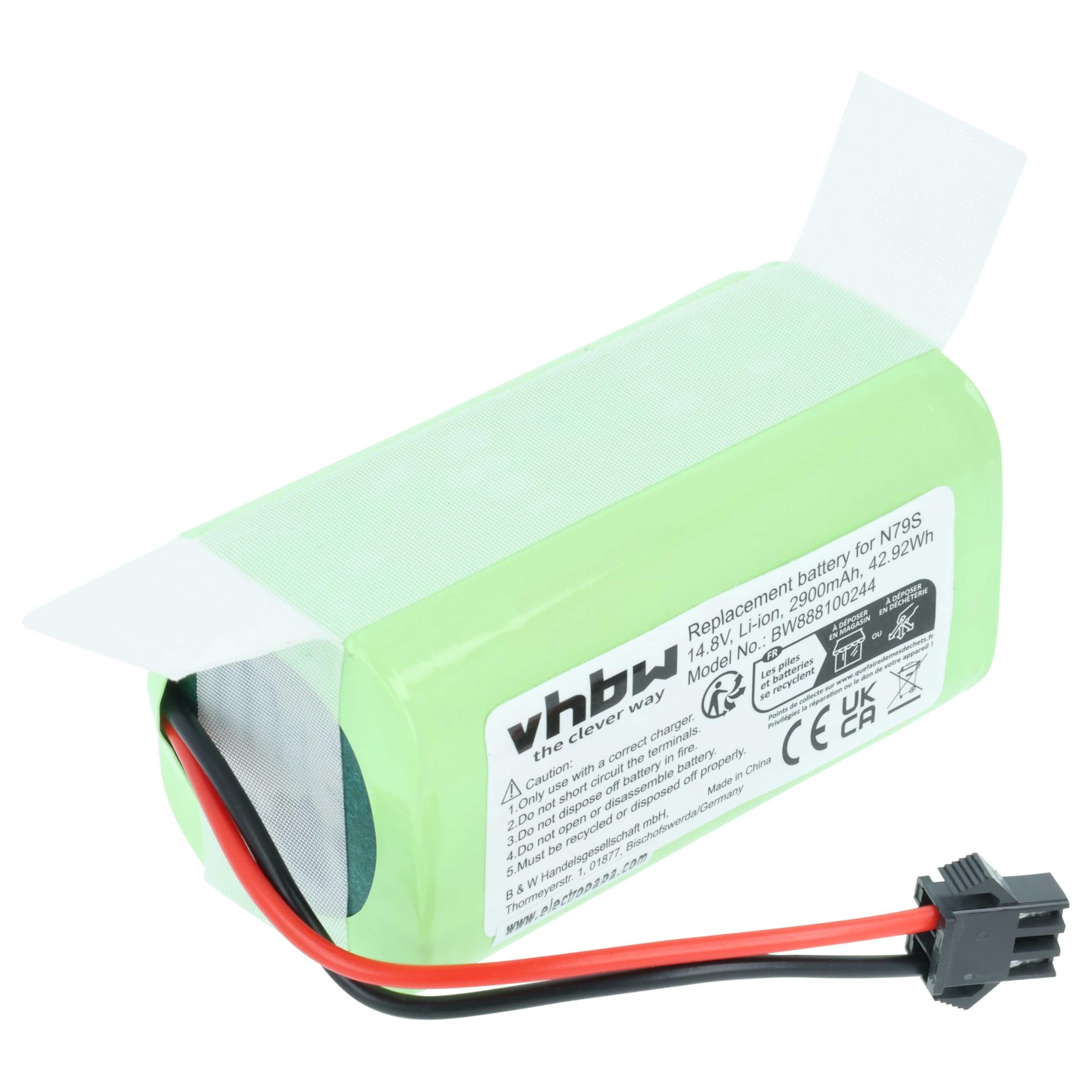 vhbw Batería Compatible con Ecovacs Deebot U2, U2 Pro aspiradora, Robot de Limpieza (2900mAh, 14,​8V, Li-​Ion)