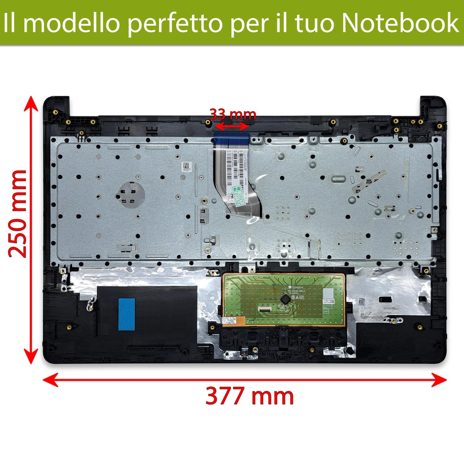 new net - Top Case Palmrest con Tastiera Compatibile con Notebook HP 15-BS136NL (3GA33EA, 3GA33EAR), 15-BS138NL (3QQ88EA, 3QQ88EAR) [Frame Nero - con touchpad - Italiana]