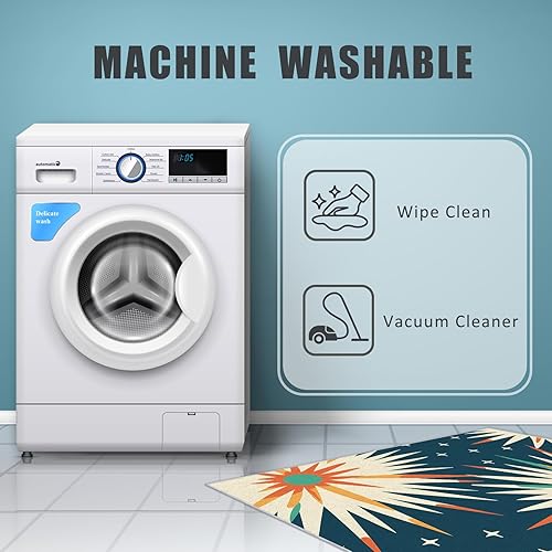 Miniatura 14 de Alfombra retro de los años 70, alfombras de área de 6 x 8 pies, patrón geométrico moderno de mediados de siglo, para sala de estar, dormitorio,