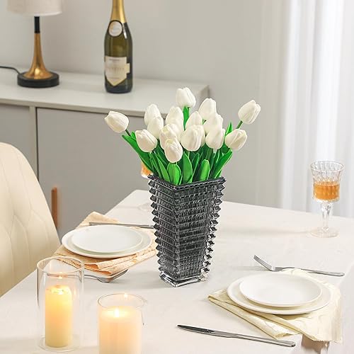 Miniatura 2 de MCMCNCUIU Jarrón de cristal, jarrón de vidrio ámbar, jarrón de vidrio, jarrones para centros de mesa, florero grande, jarrón de vidrio grande,