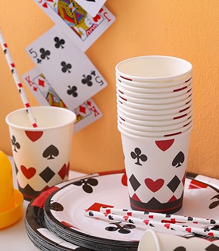 Miniatura 3 de Suministros para fiestas de casino  Sirve 16  Decoraciones de fiesta temática de casino para hombresadultos, incluye platos de fiesta de casino,