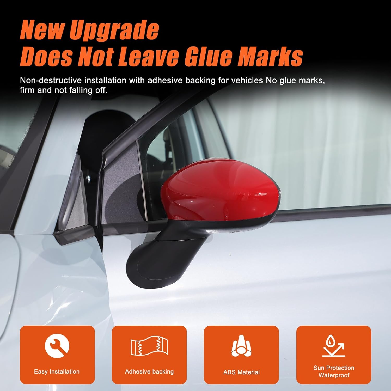 2PCS Car Rearview Mirror Cover Trims Compatible with Fiat 500 2016-2024 Car Exterior Door Side Rear View Mirror Protector Cover Exterior Accessories (Red)